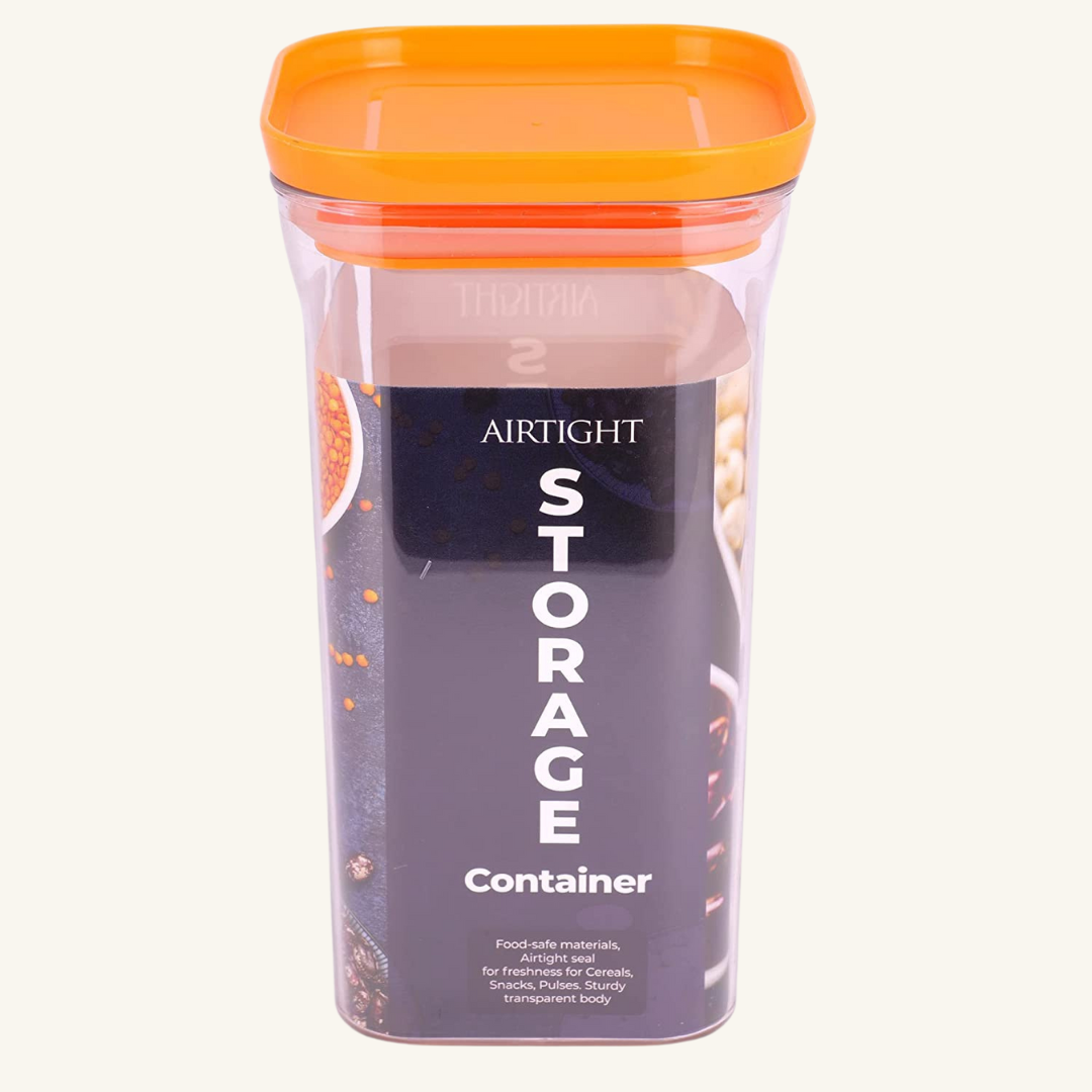 Kitkat Airtight Transparent Plastic Storage Container Square Orange 1100ML