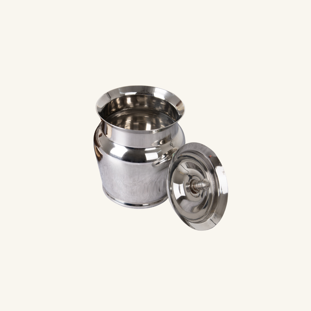 Lotus Stainless Steel Ghee Pot With Spoon
