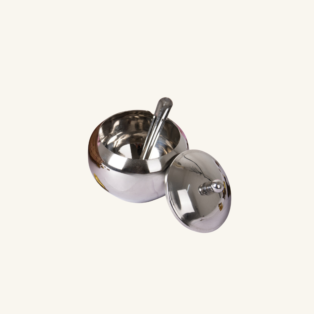 Stainless Steel Orange Ghee Pot With Spoon