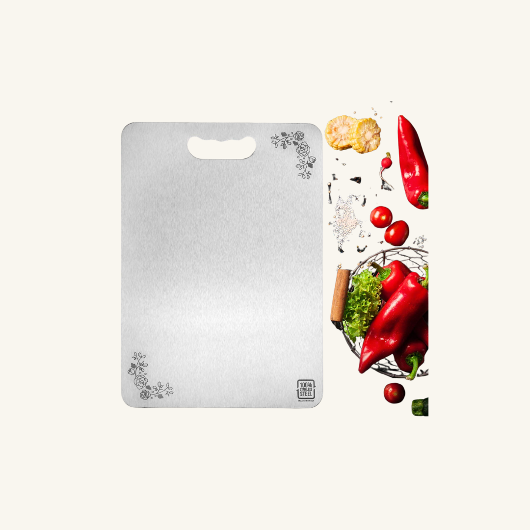 Stainless Steel Designer Chopping Board for Kitchen Silver