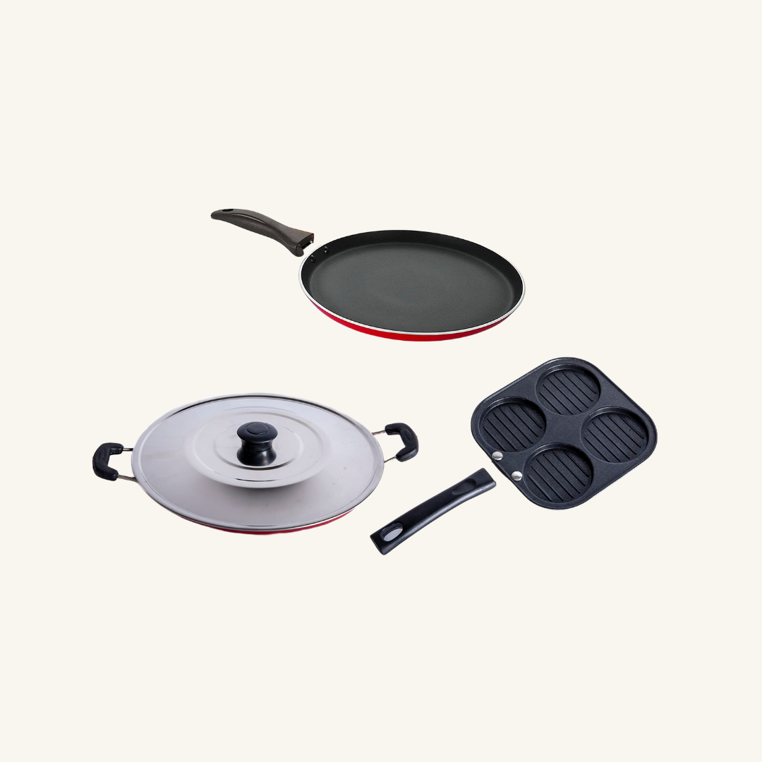 Non Stick Red Appam, Uttapam, Dosa Tawa Combo