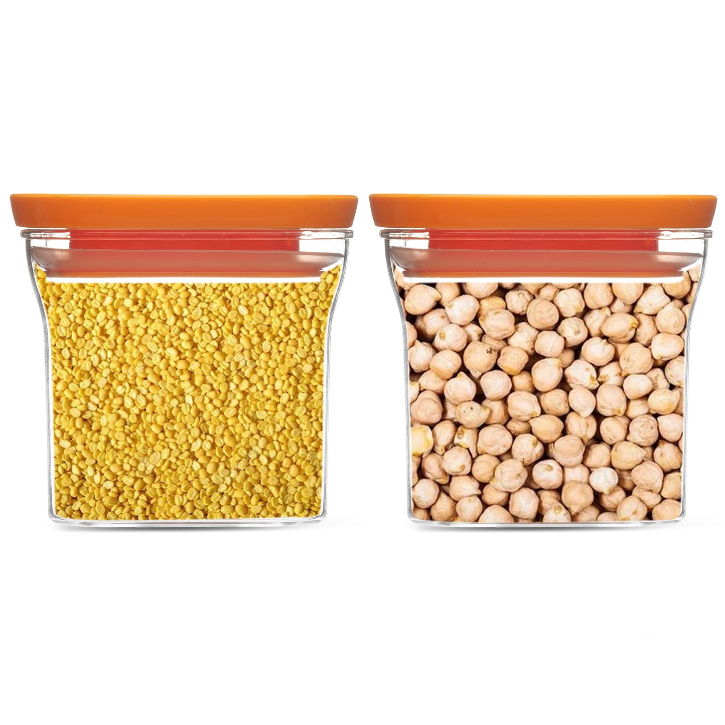 Kitkat Airtight Transparent Plastic Storage Container Square Orange 600ML - Homeproindia.com