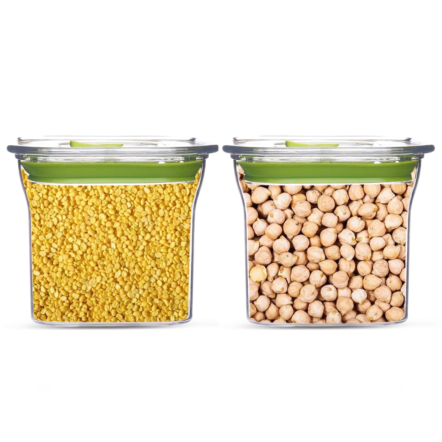 Fabio Airtight Transparent Plastic Storage Container Square Green 600ML - Homeproindia.com