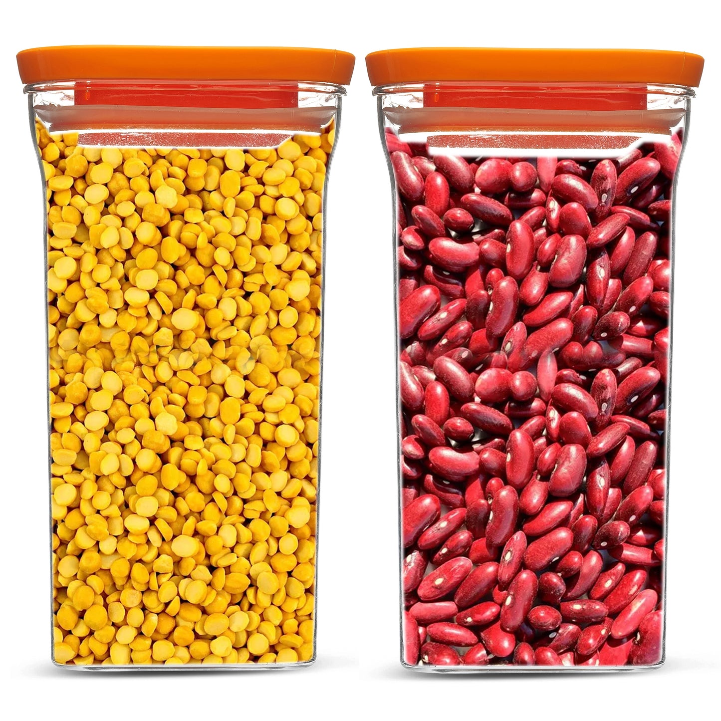 Kitkat Airtight Transparent Plastic Storage Container Square Orange 1100ML - Homeproindia.com