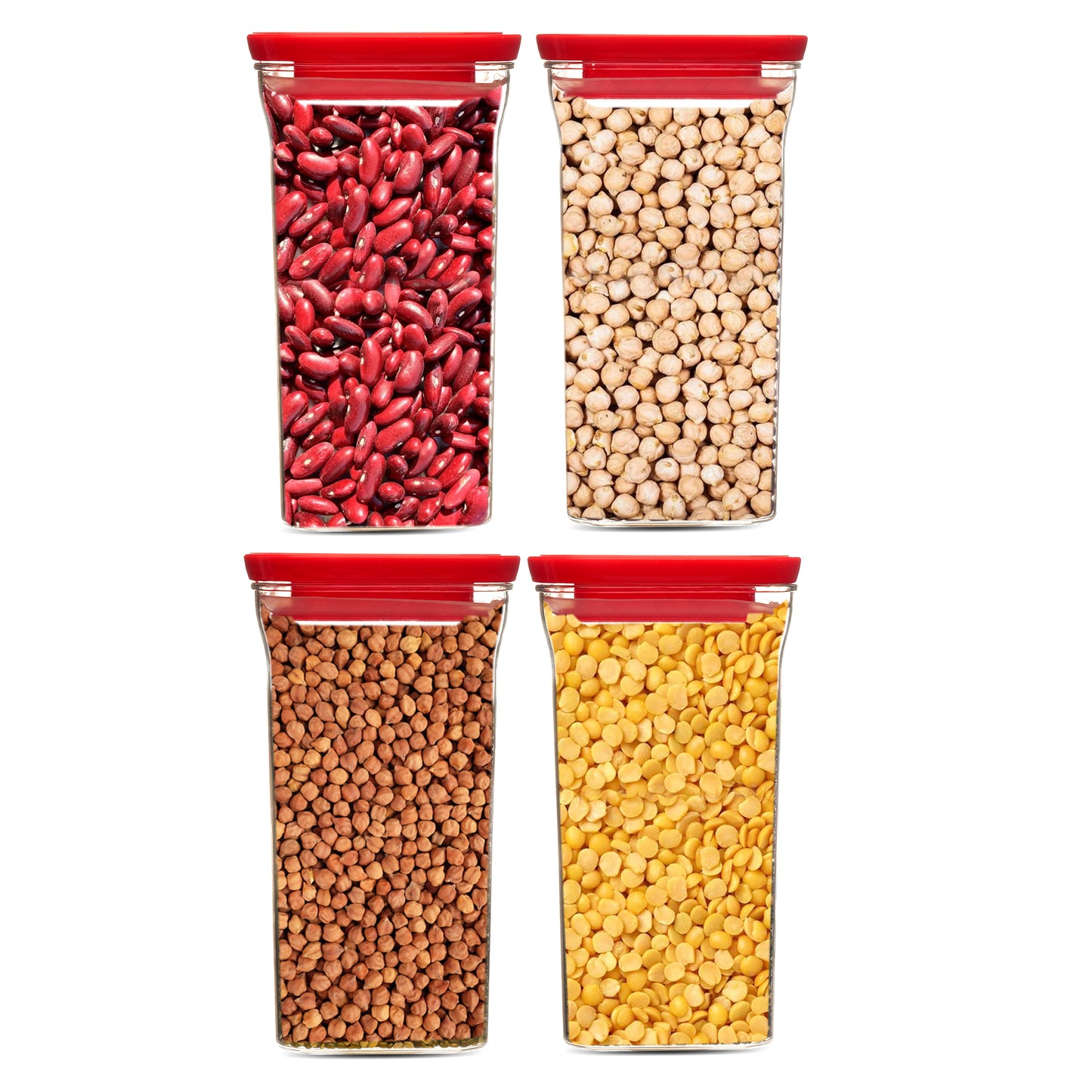 Kitkat Airtight Transparent Plastic Storage Container Square Red 1100ML - Homeproindia.com