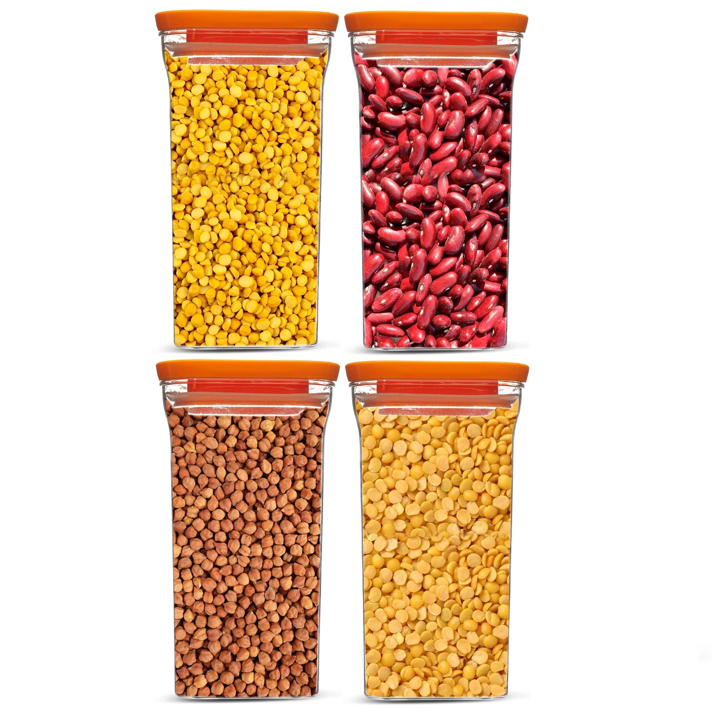 Kitkat Airtight Transparent Plastic Storage Container Square Orange 1100ML - Homeproindia.com