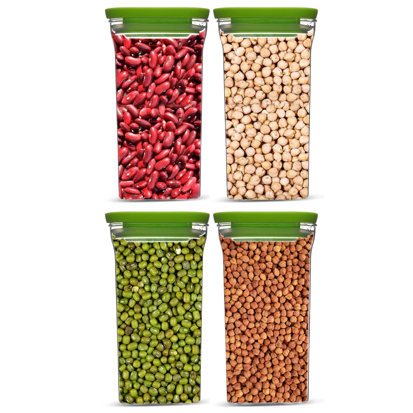 Kitkat Airtight Transparent Plastic Storage Container Square Green 1100ML - Homeproindia.com