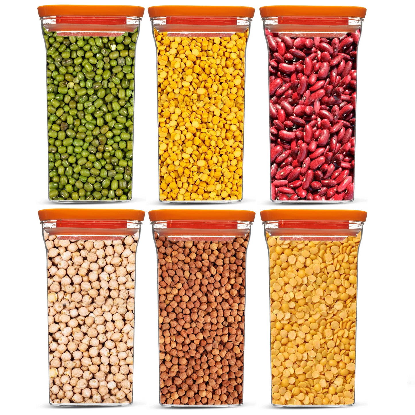 Kitkat Airtight Transparent Plastic Storage Container Square Orange 1100ML - Homeproindia.com