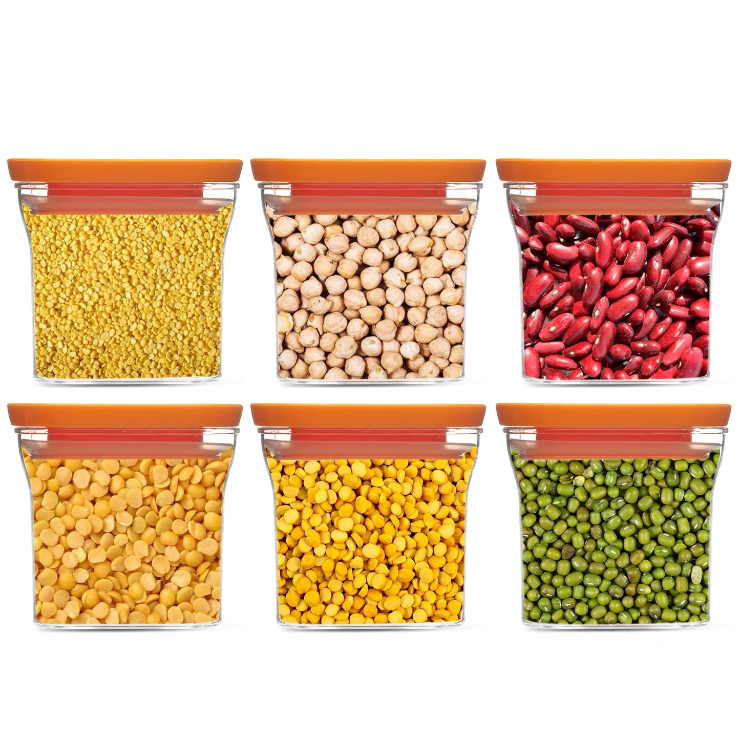 Kitkat Airtight Transparent Plastic Storage Container Square Orange 600ML - Homeproindia.com
