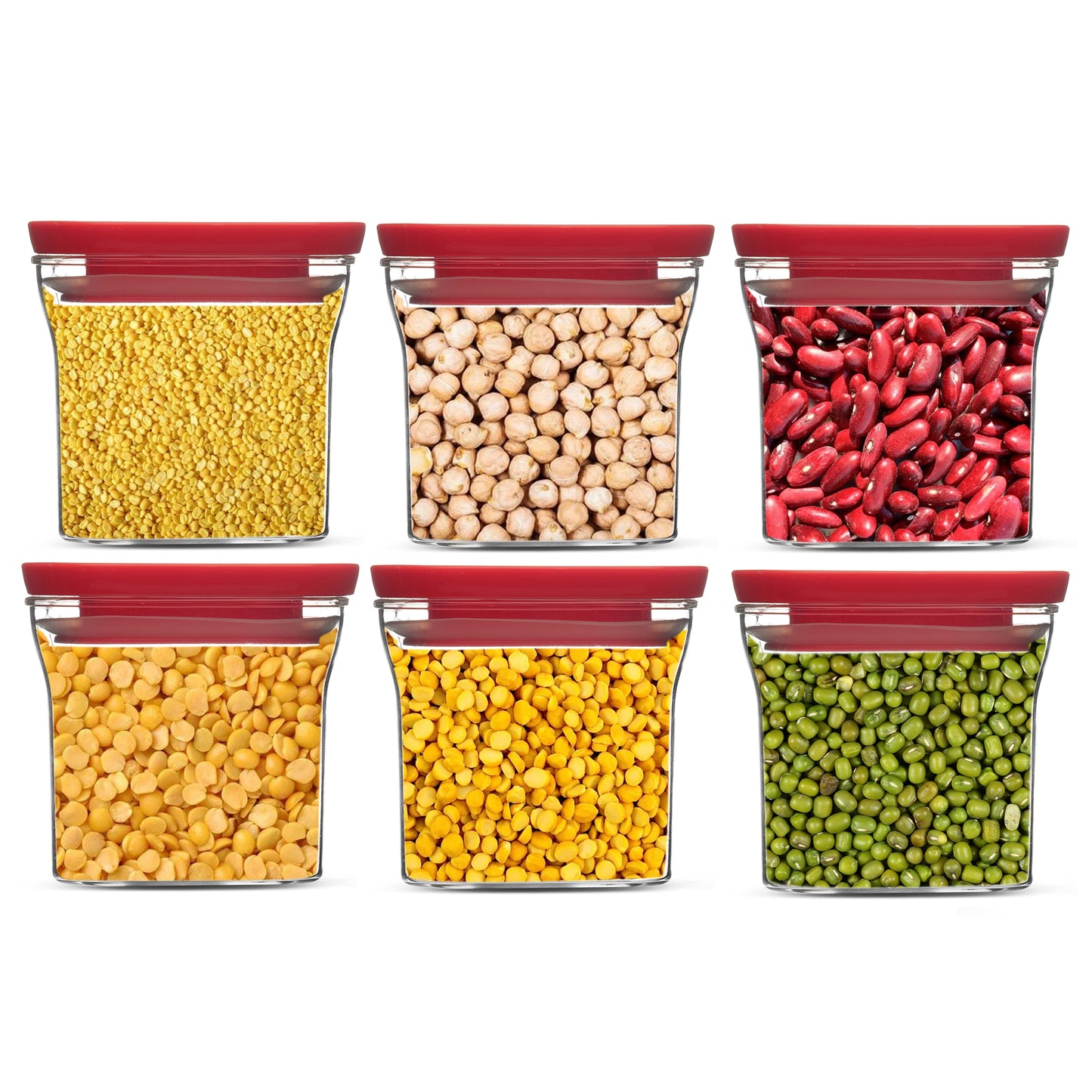 Kitkat Airtight Transparent Plastic Storage Container Square Red 600ML - Homeproindia.com