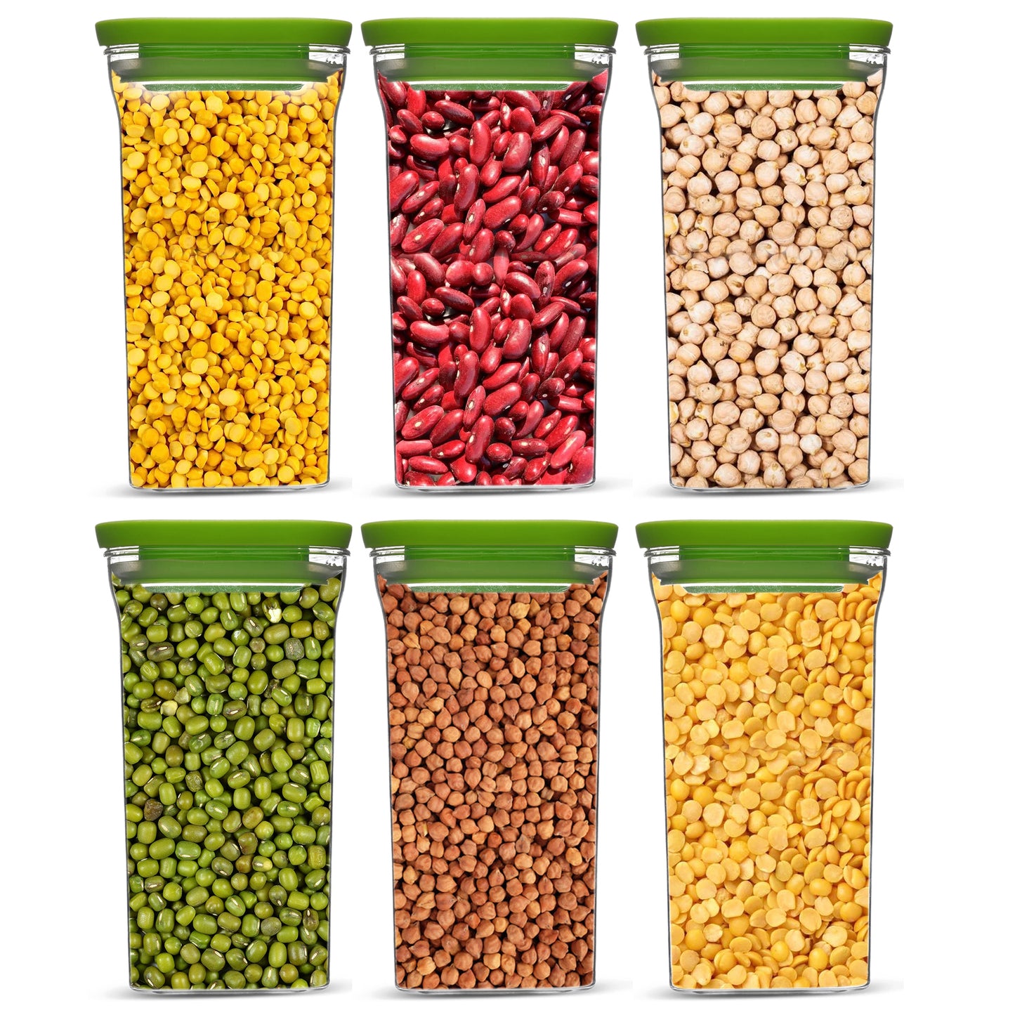 Kitkat Airtight Transparent Plastic Storage Container Square Green 1100ML - Homeproindia.com