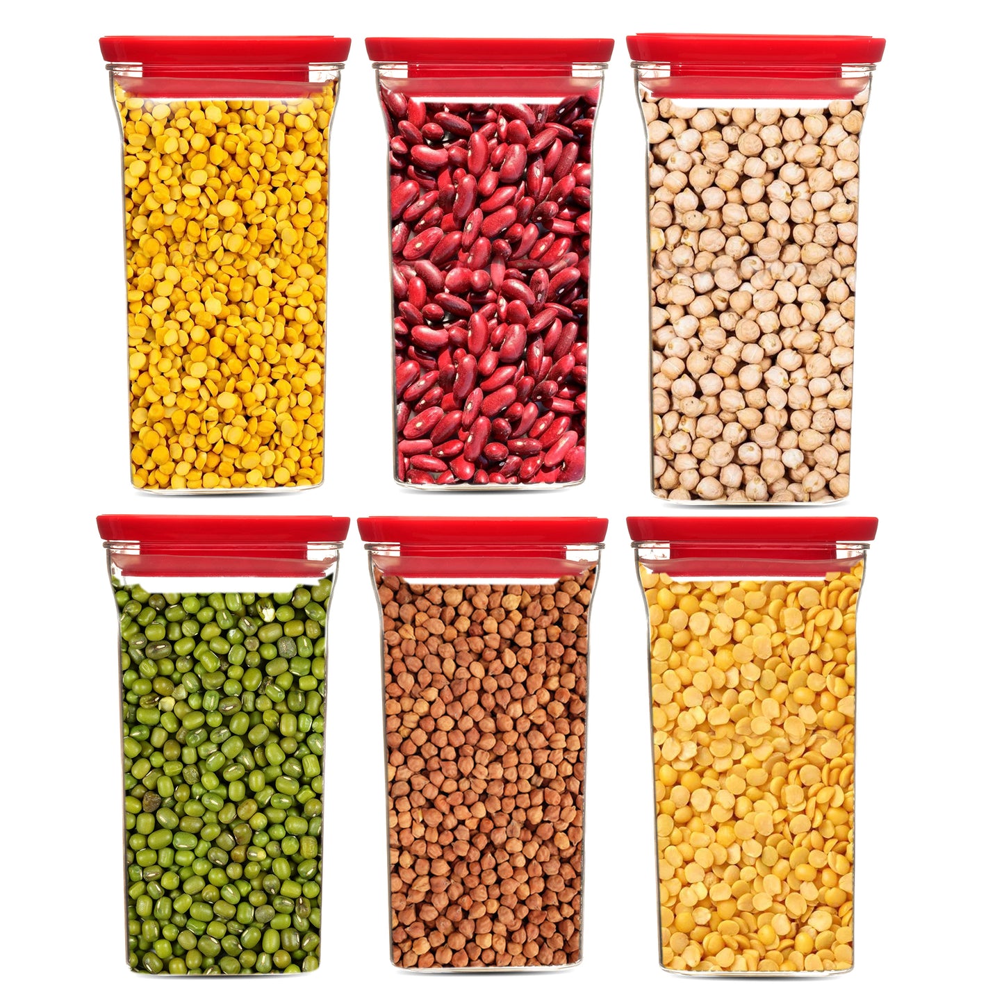 Kitkat Airtight Transparent Plastic Storage Container Square Red 1100ML - Homeproindia.com