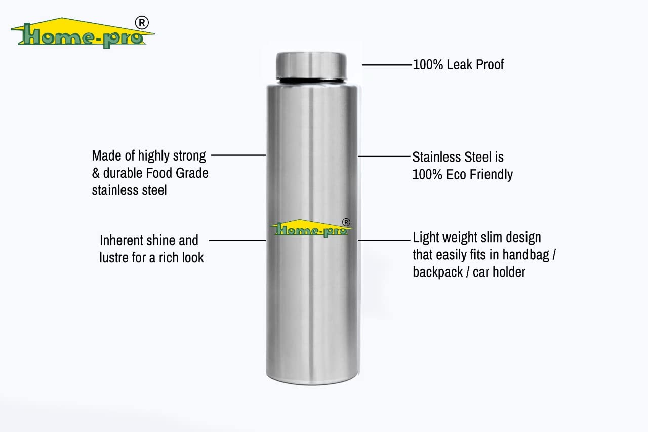 Stainless Steel Water Bottle 1000ML Leak Proof - Homeproindia.com