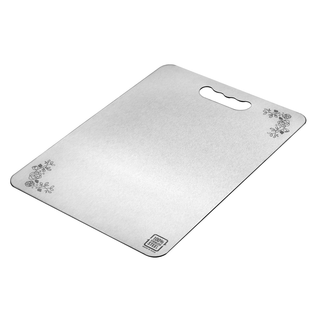 Stainless Steel Designer Chopping Board for Kitchen Silver - Homeproindia.com