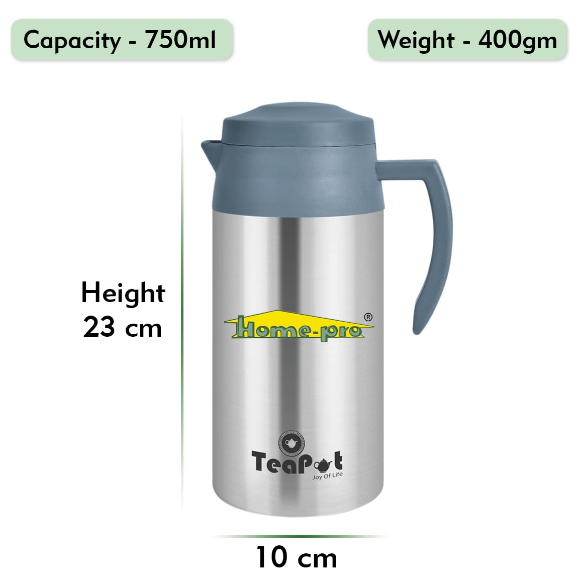 Tea Pot Vacuum Insulated Pot Stainless Steel 500 ML , 750 ML , 1000 ML Combo Pack - Homeproindia.com
