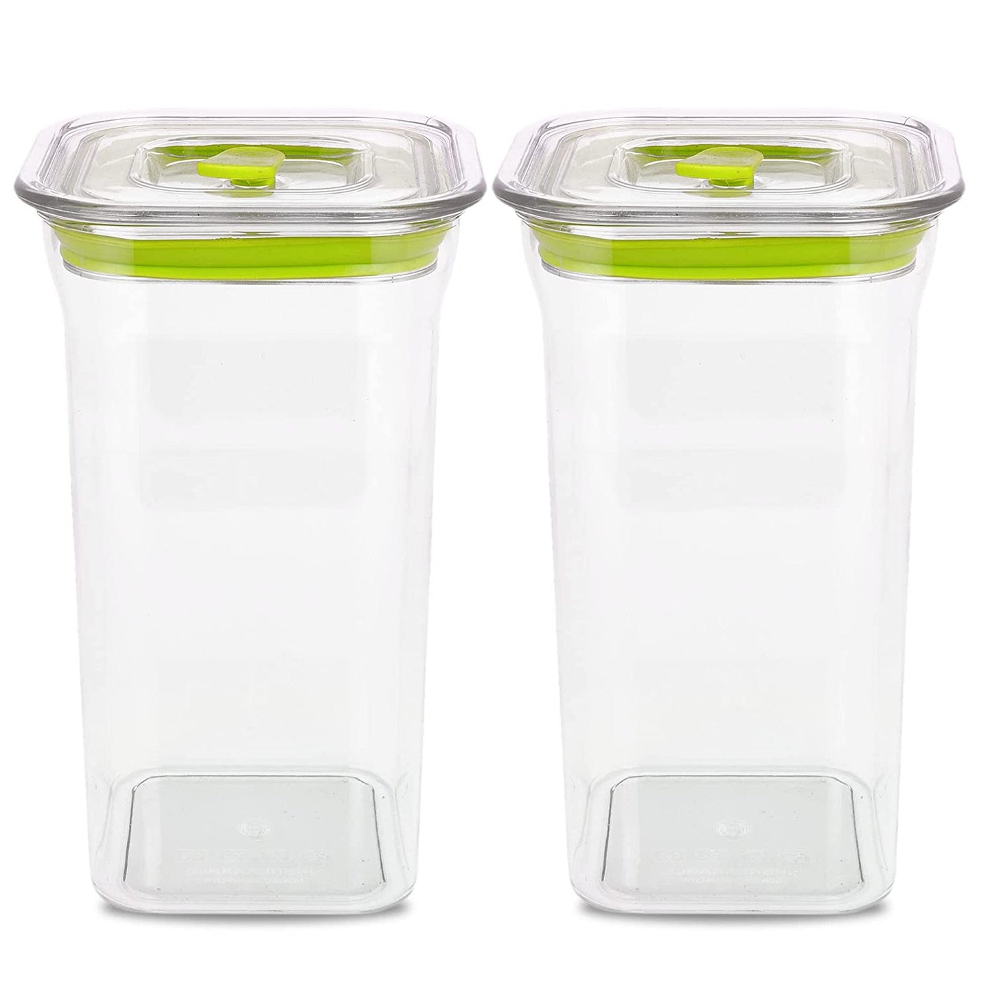 Fabio Airtight Transparent Plastic Storage Container Square Green 1100ML - Homeproindia.com