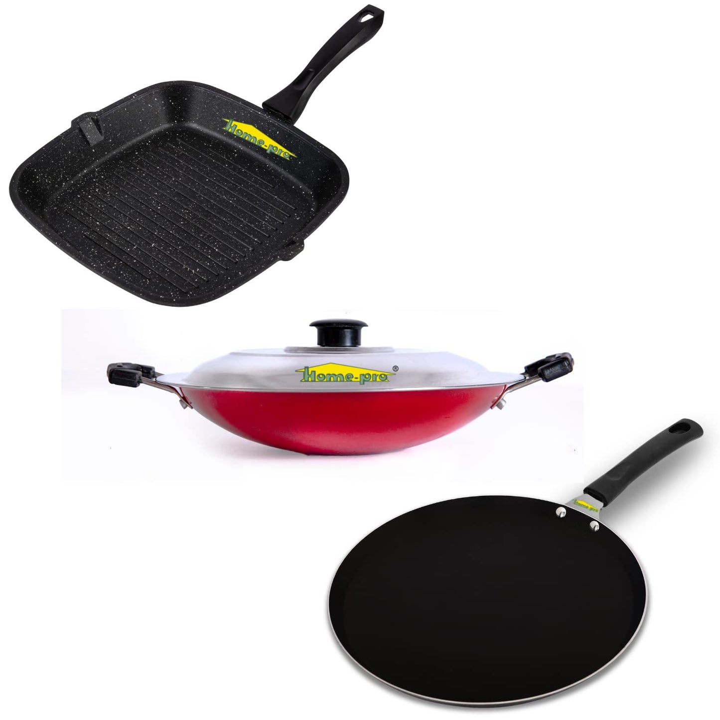 Grill Pan , Black Dosa Tawa & Appa Chetty Combo - Homeproindia.com