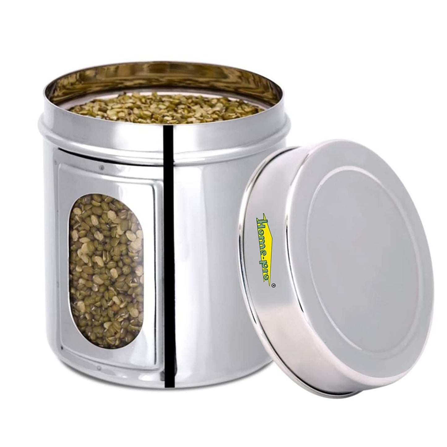 Stainless Steel Canister See through set of 3 1150ml, 1500ml & 1900ml - Homeproindia.com