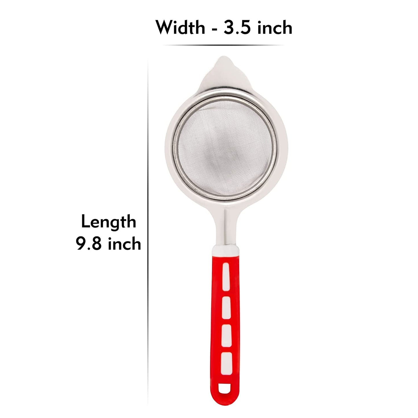 Tea Strainer| Stainless Steel Filter | Chalni Kitchen Tool | Red Pack of 3 - Homeproindia.com