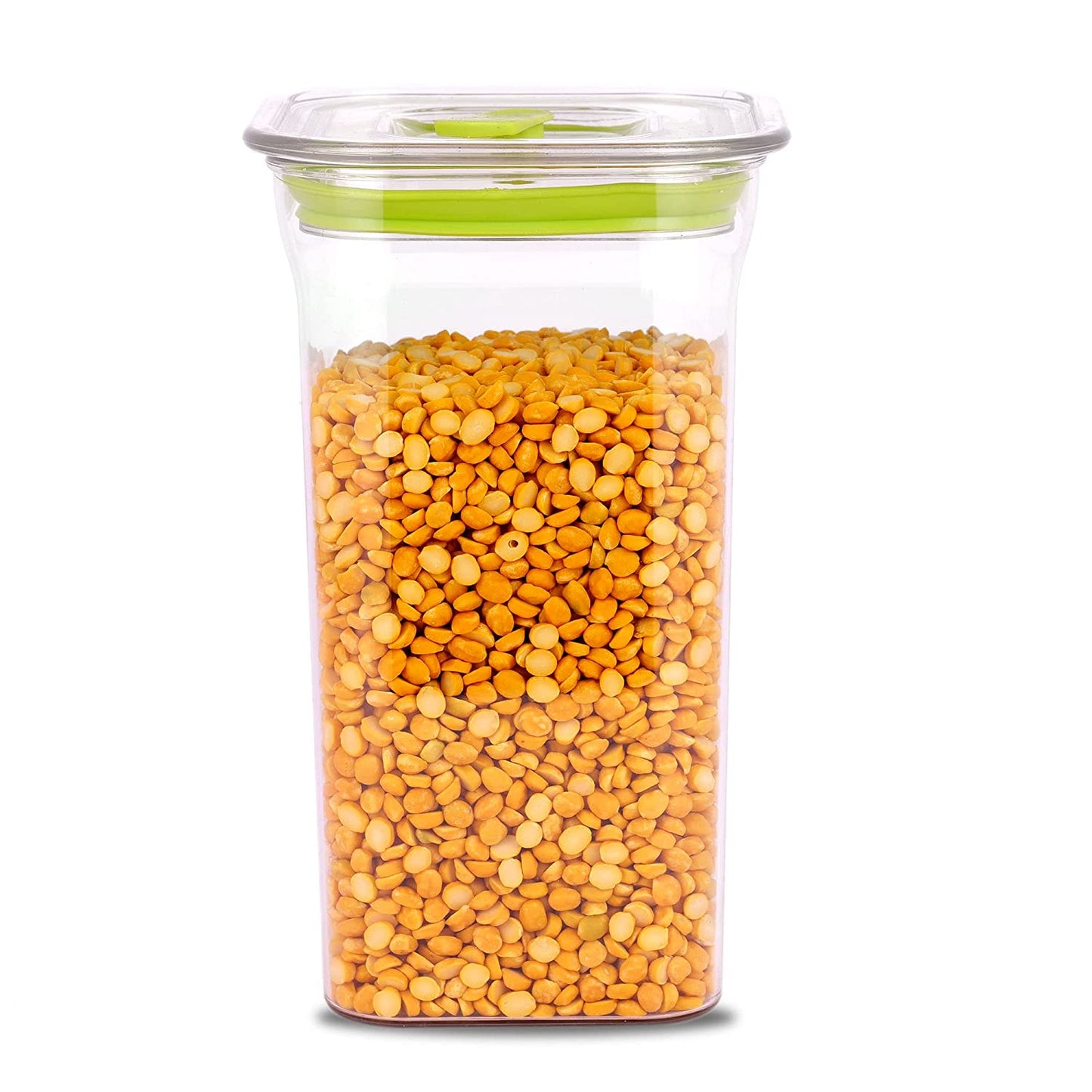 Fabio Airtight Transparent Plastic Storage Container Square Green 1100ML - Homeproindia.com