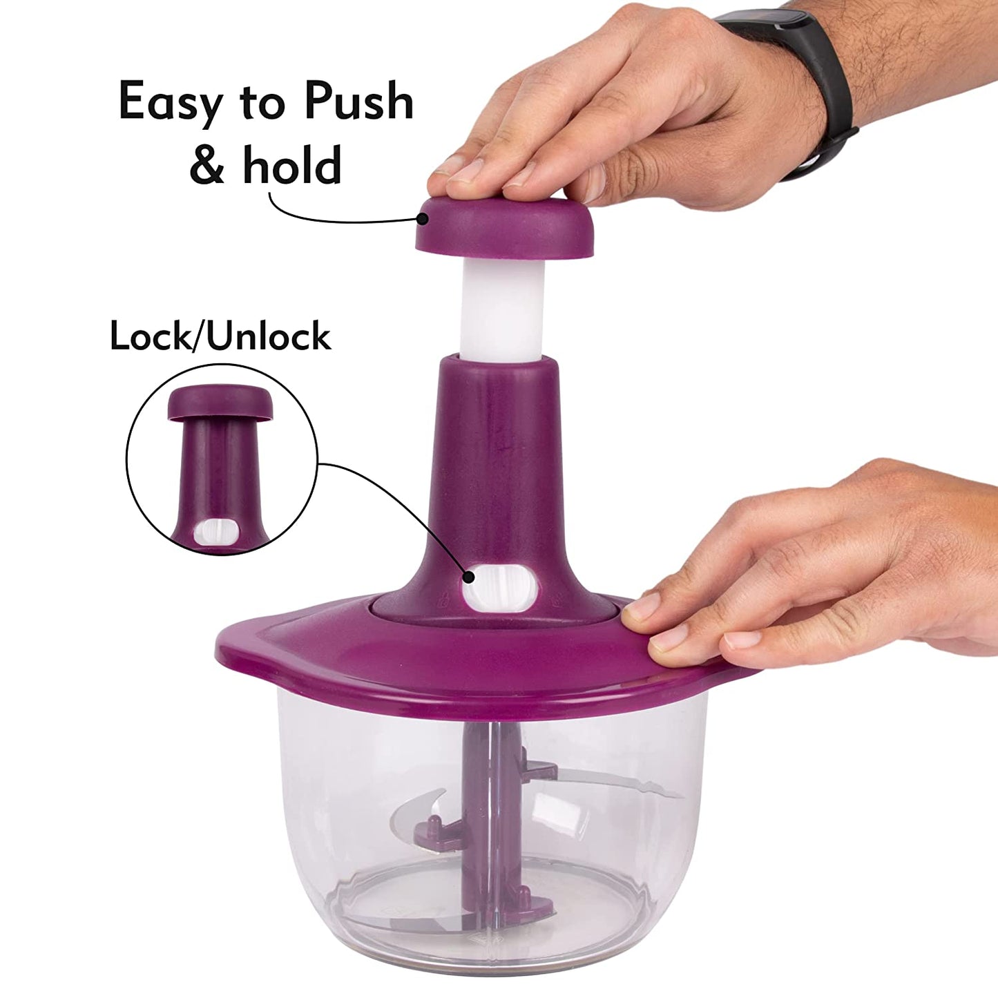 Manual Chopper Stainless Steel Blade | 1500 ML Capacity | Pack of 1 - Homeproindia.com