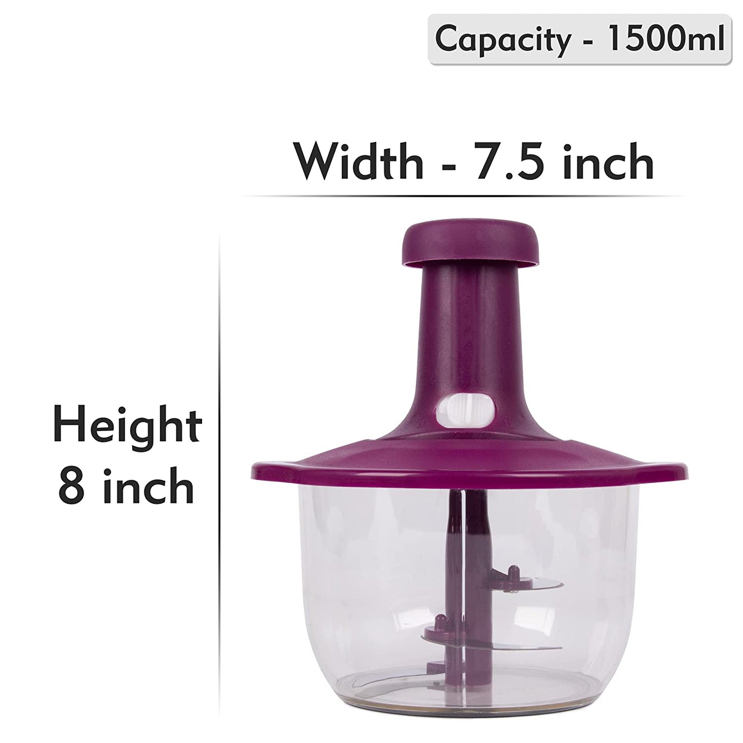 Manual Chopper Stainless Steel Blade | 1500 ML Capacity | Pack of 1 - Homeproindia.com