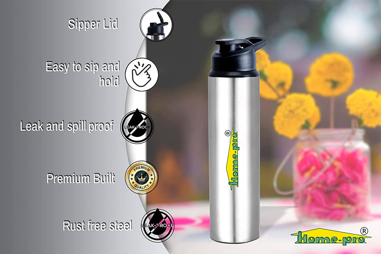 Stainless Steel Sipper 1000ml bottle Pack of 2 - Homeproindia.com