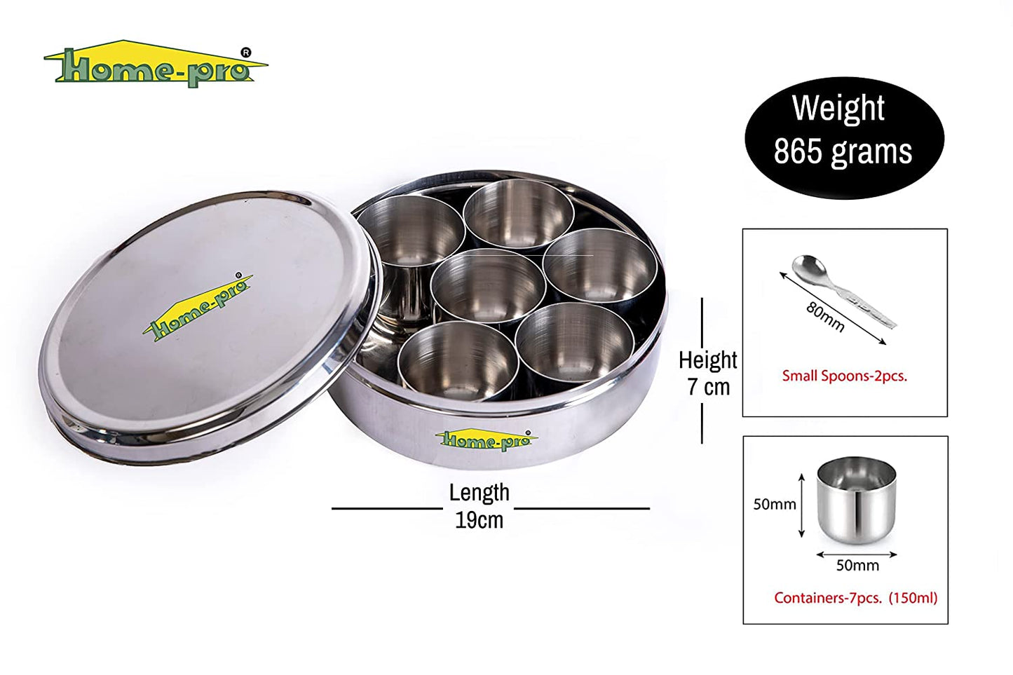 Masala Dabba Stainless steel Spices Container 20 CM - Homeproindia.com
