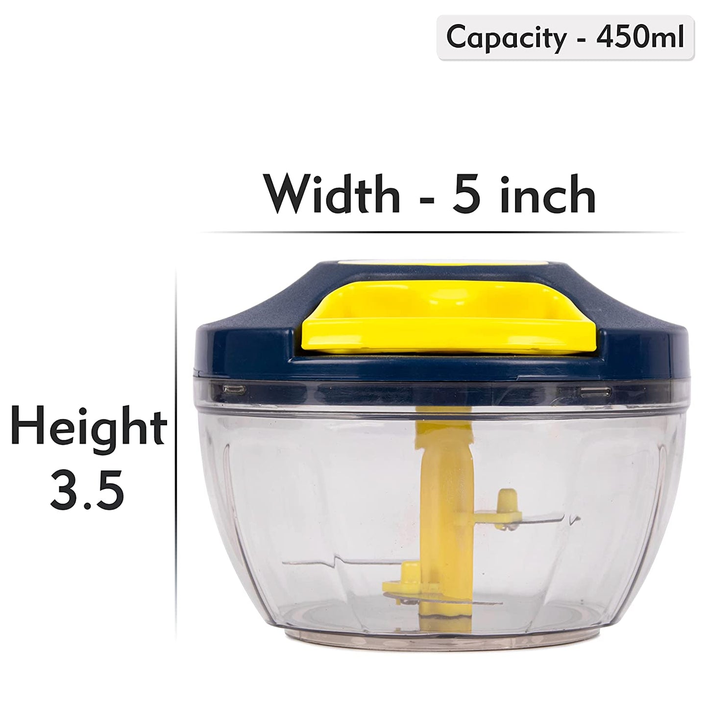 Manual Chopper Stainless Steel Blade | 450 ML Capacity | Pack of 1 - Homeproindia.com