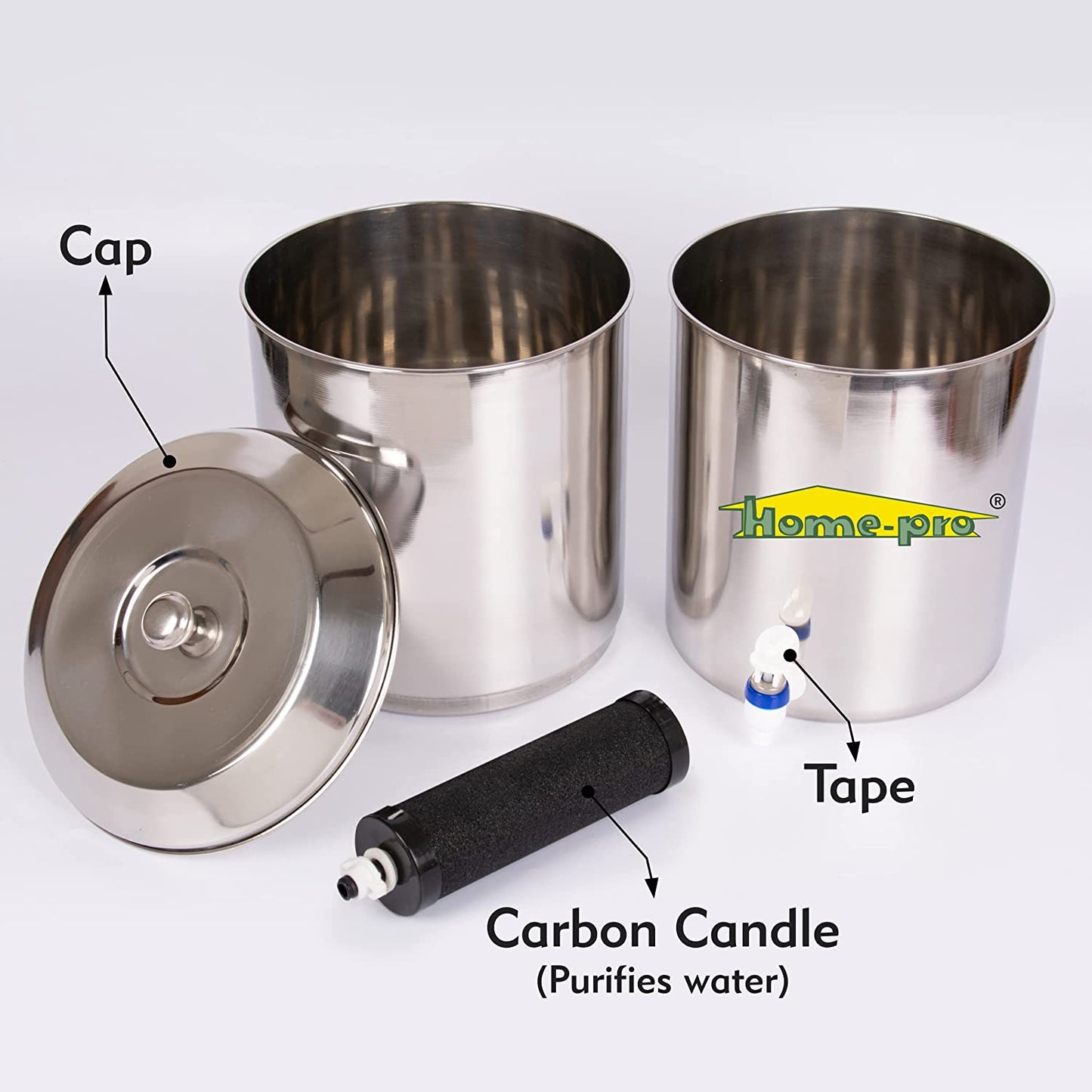 Stainless Steel Non Electric Water Filter with Carbon Candle - Homeproindia.com