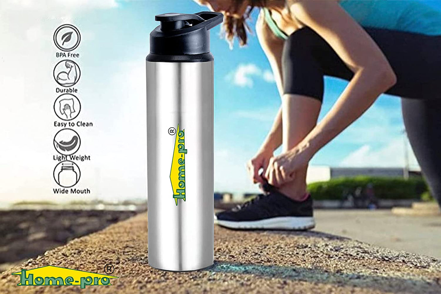 Stainless Steel Sipper 1000ml bottle Pack of 2 - Homeproindia.com