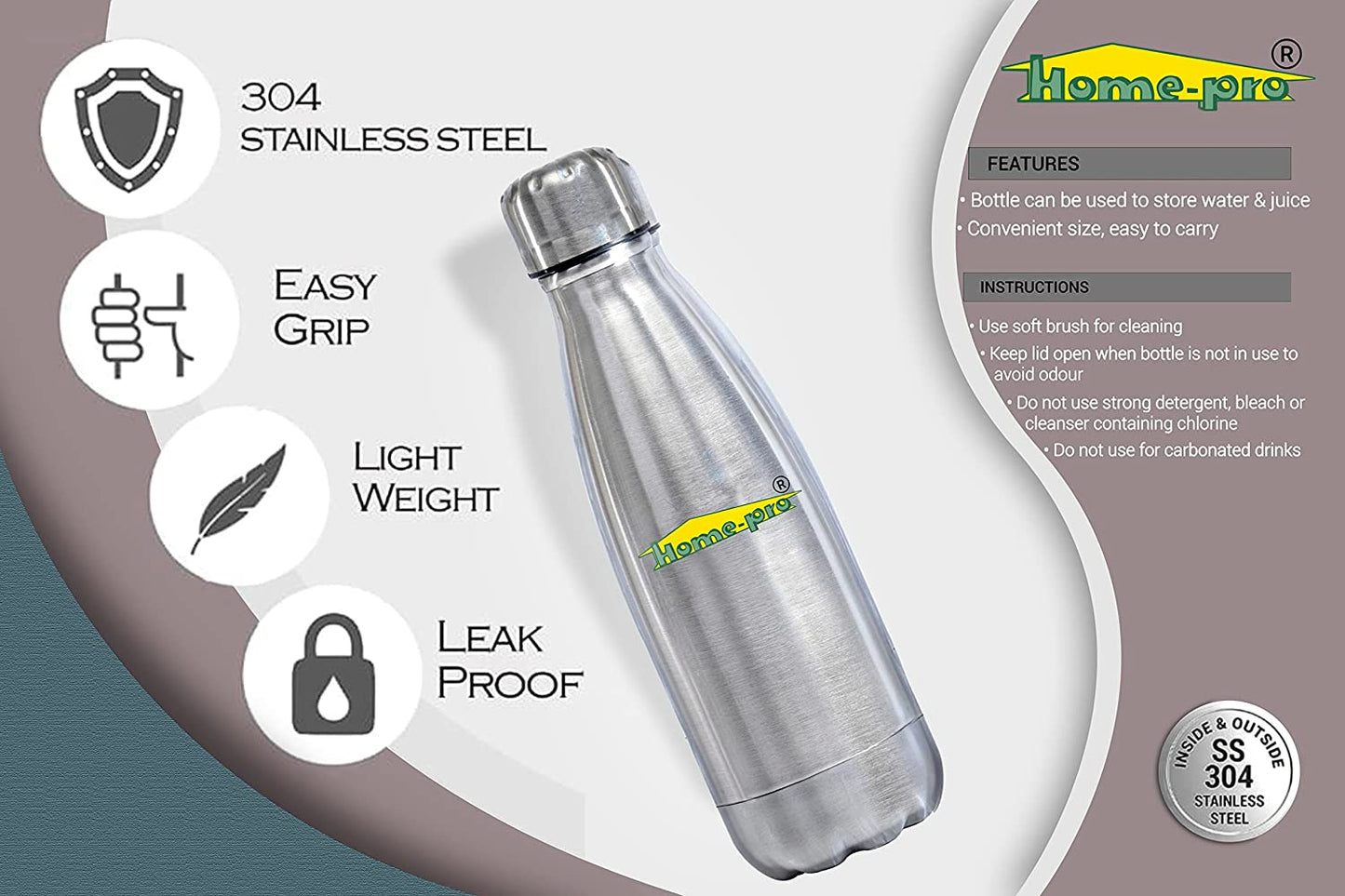 Stainless Steel Thermosteel Vacuum Bottle (350 ML) - Homeproindia.com