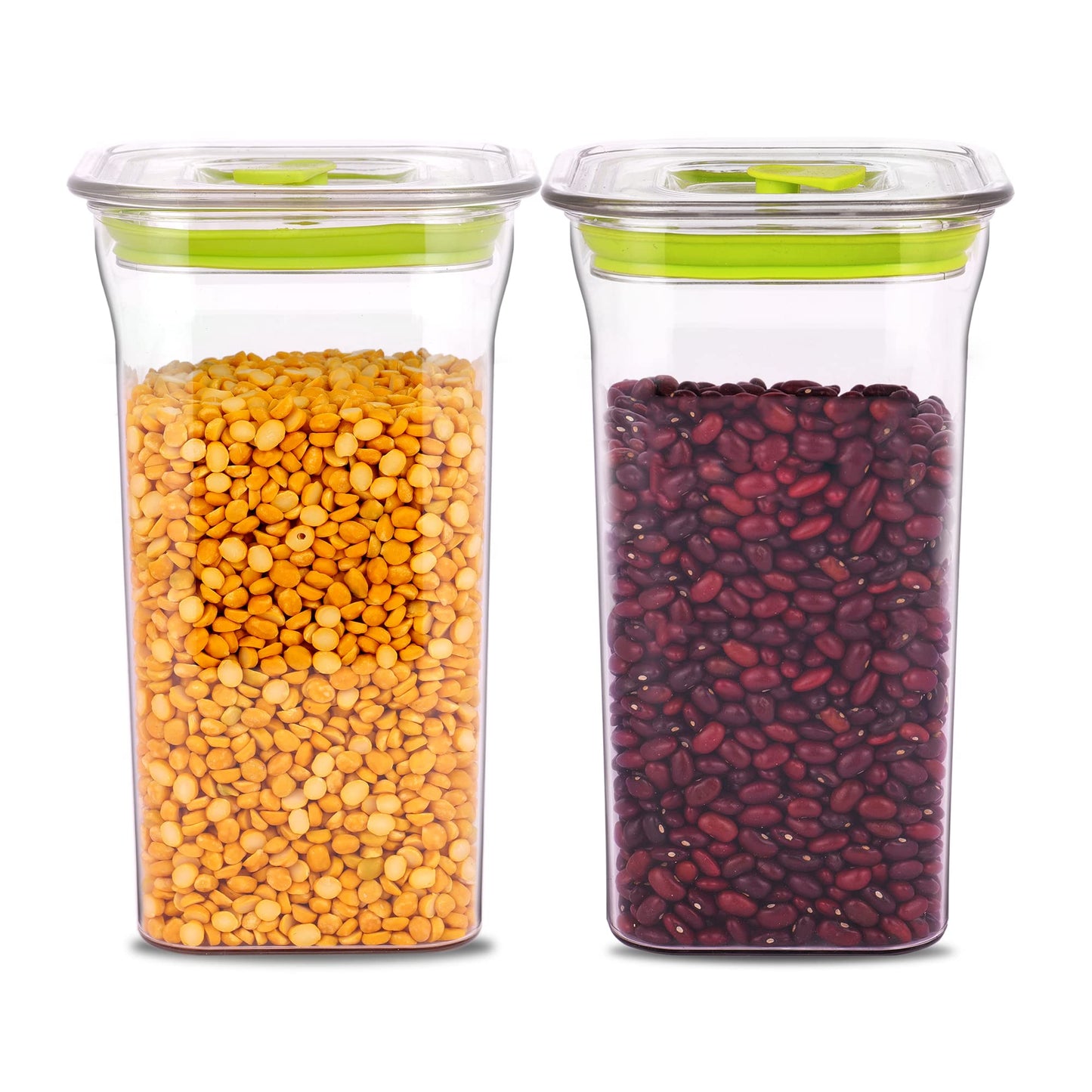 Fabio Airtight Transparent Plastic Storage Container Square Green 1100ML - Homeproindia.com