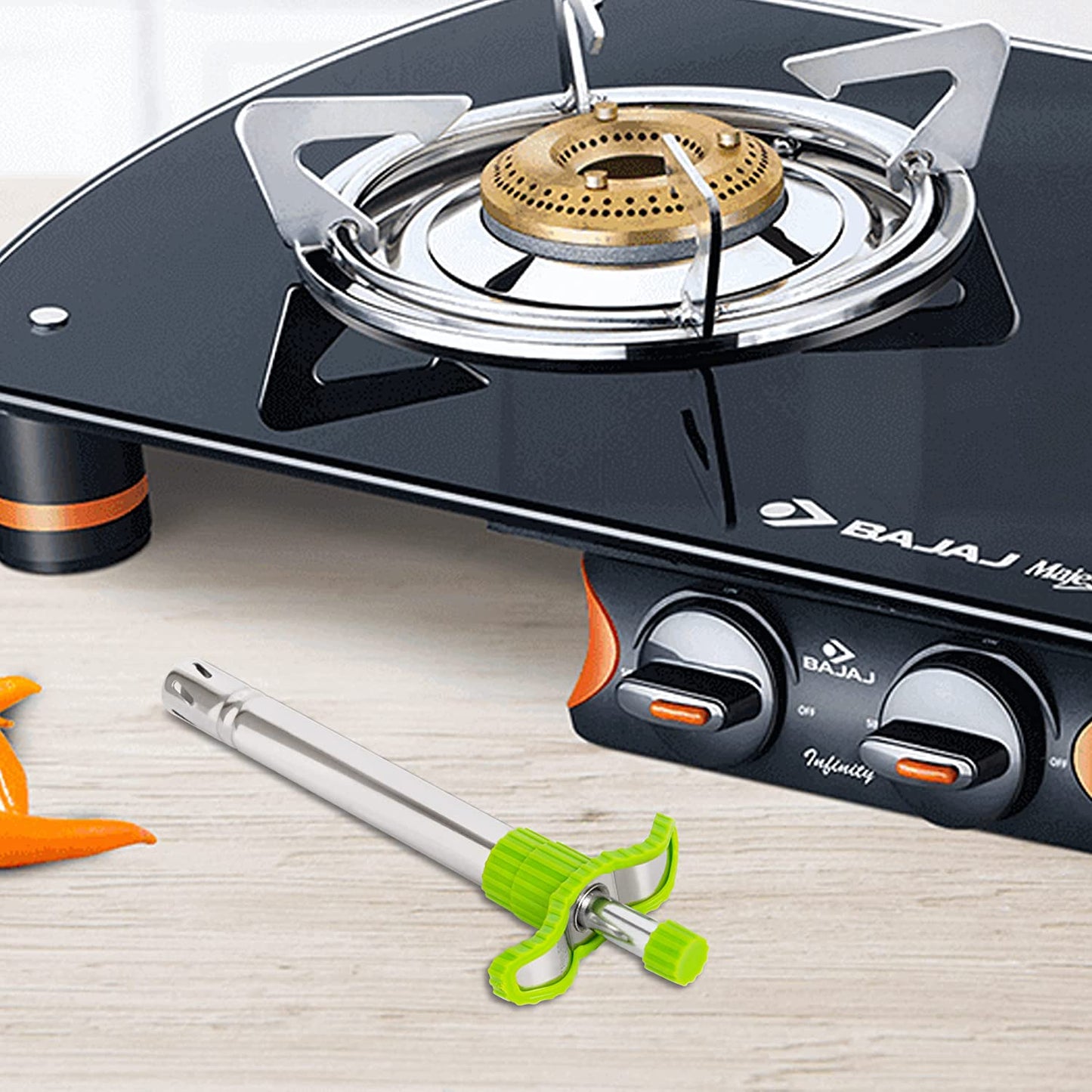 Gas Lighter Stainless Steel Green - Homeproindia.com