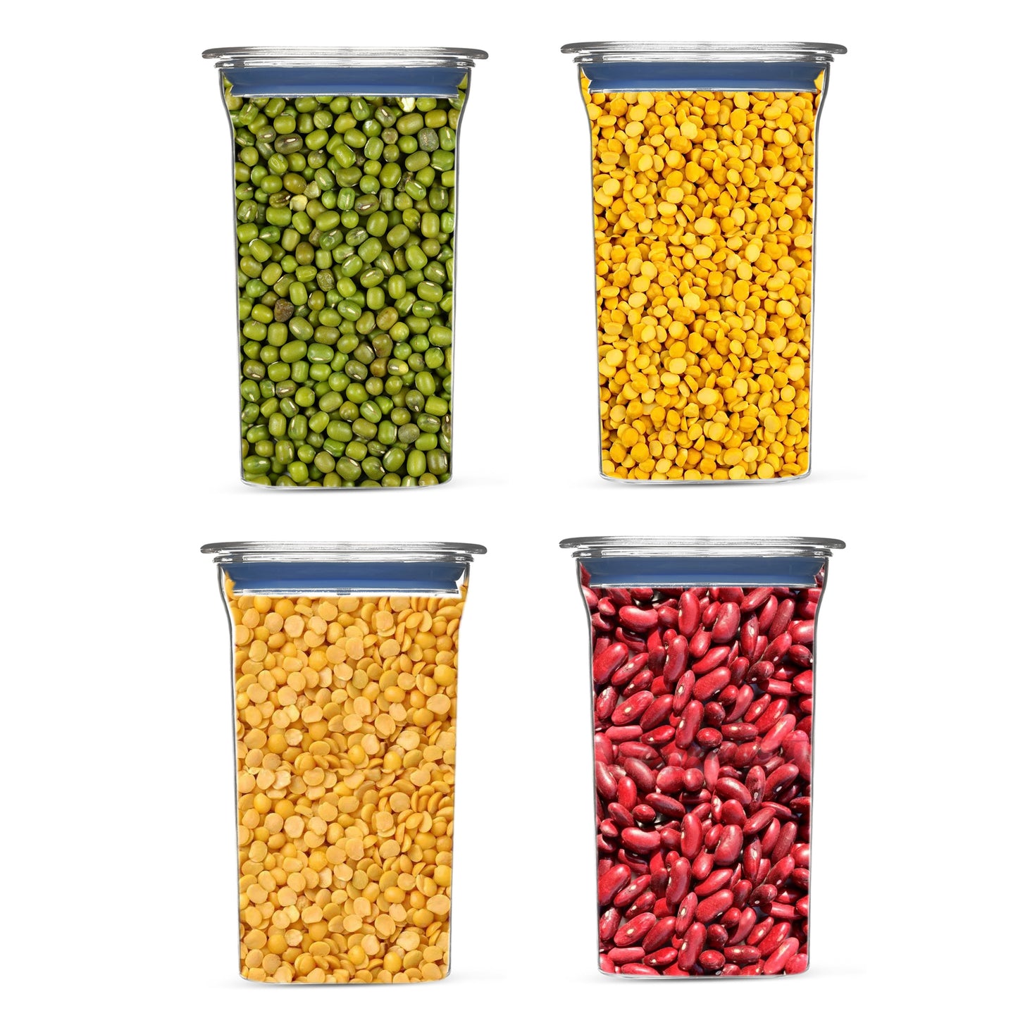 Fabio Airtight Transparent Plastic Storage Container Square Blue 1100ML - Homeproindia.com