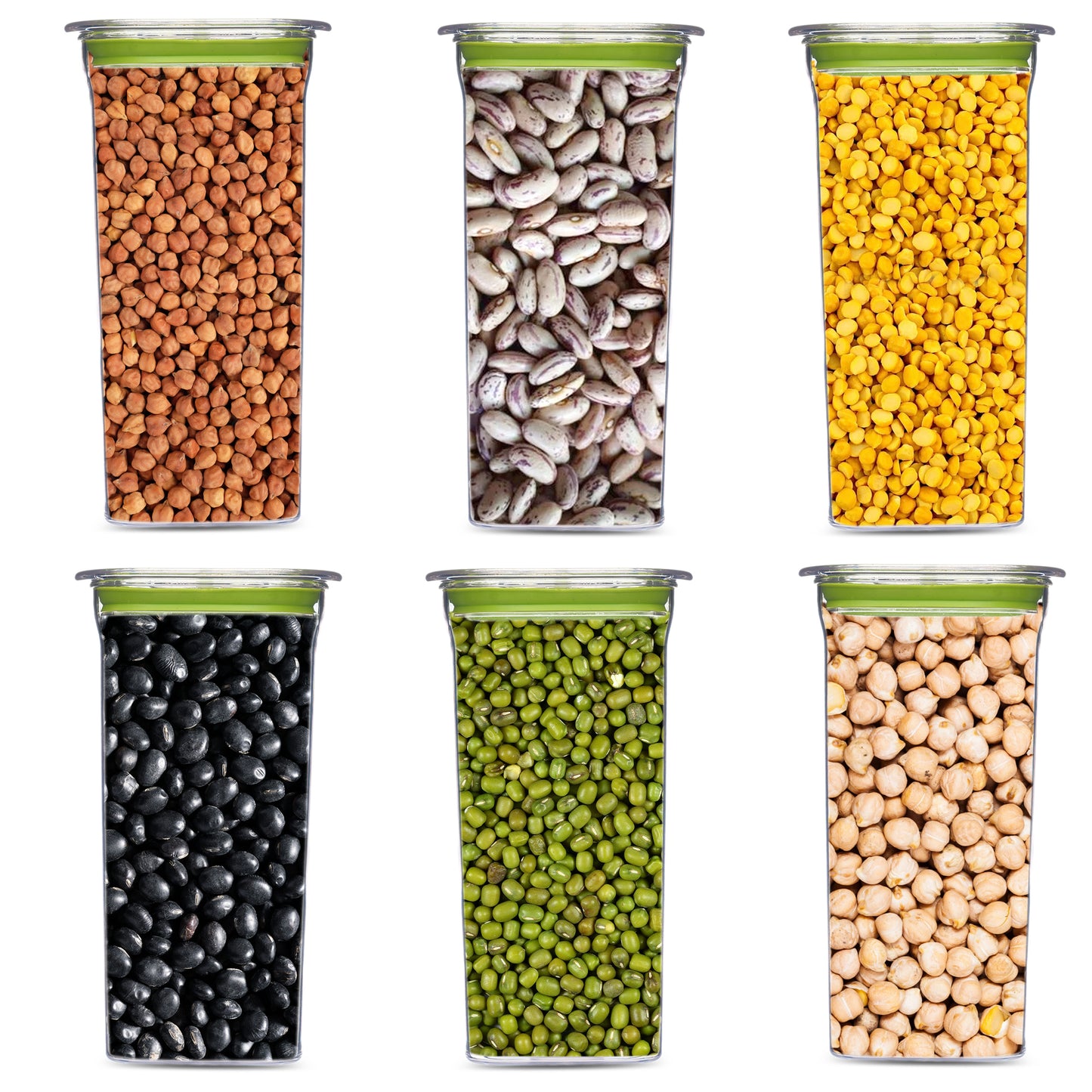 Fabio Airtight Transparent Plastic Storage Container Square Green 1500ML - Homeproindia.com