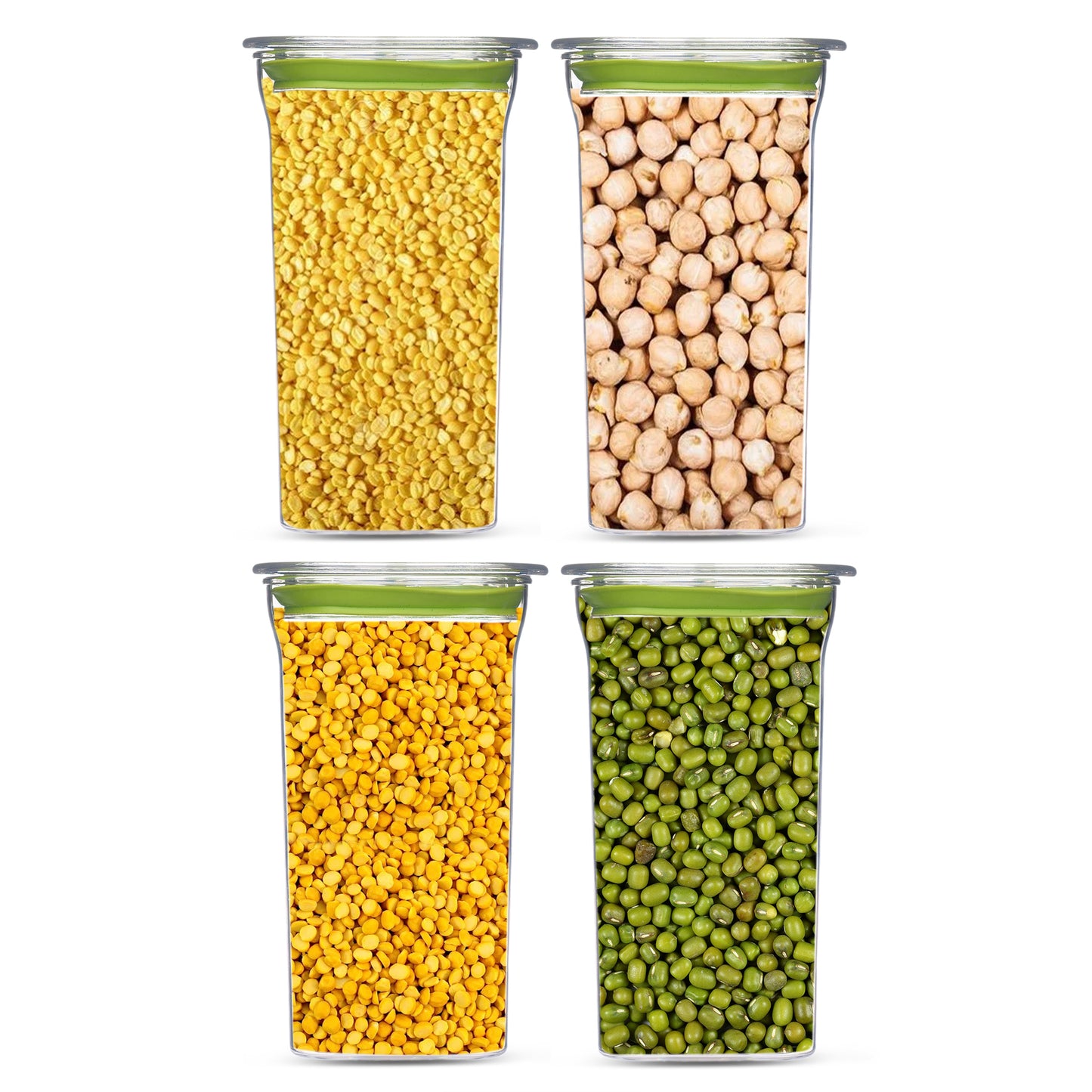 Fabio Airtight Transparent Plastic Storage Container Square Green 1100ML - Homeproindia.com