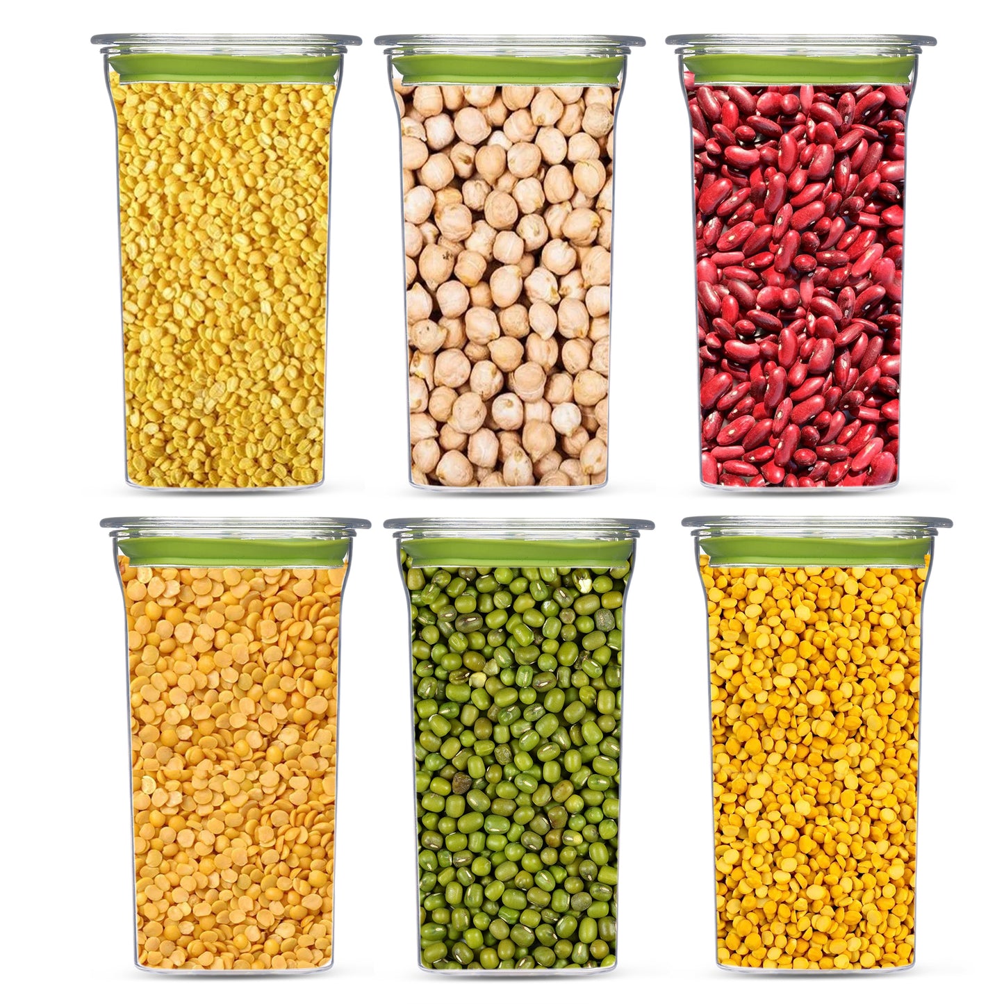 Fabio Airtight Transparent Plastic Storage Container Square Green 1100ML - Homeproindia.com