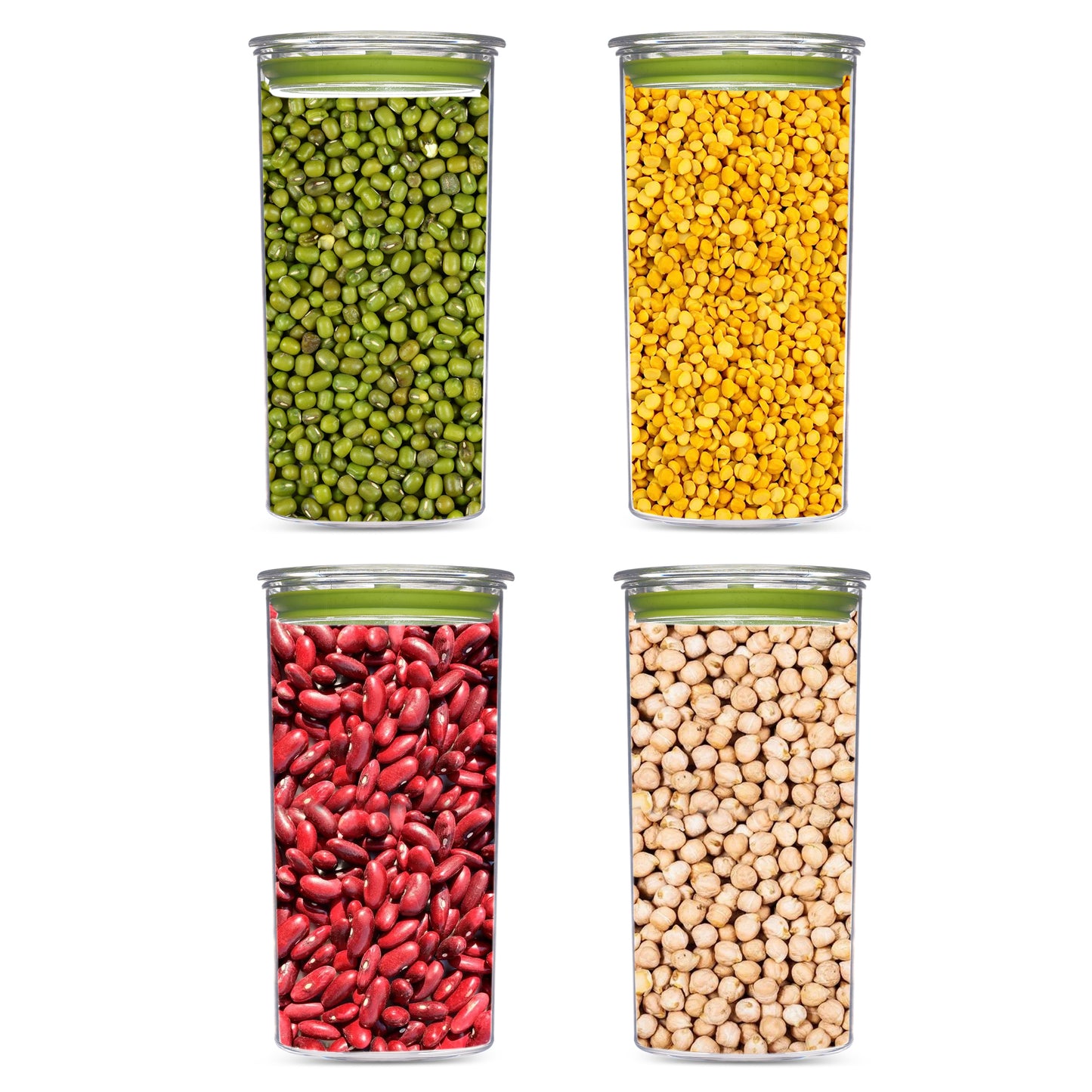 Orio Airtight Transparent Plastic Storage Container Square Green 1400ML - Homeproindia.com