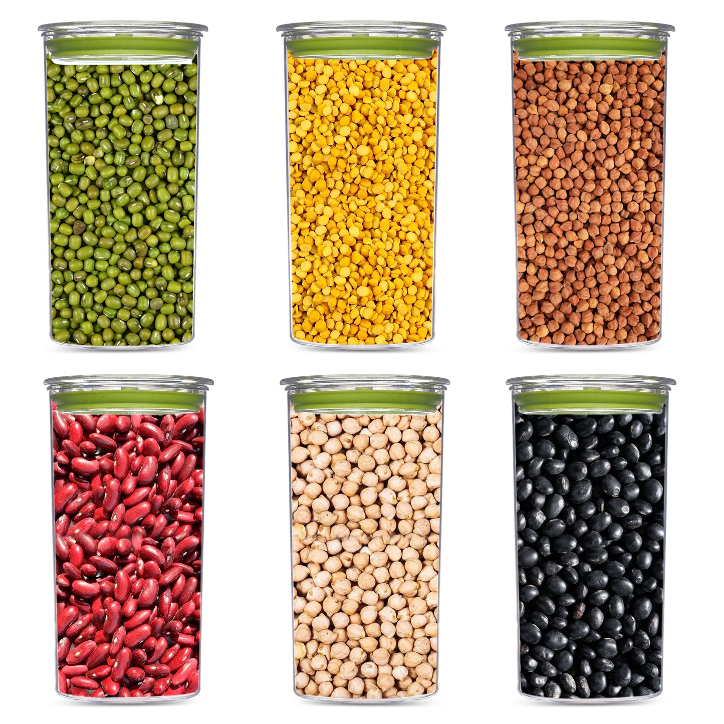 Orio Airtight Transparent Plastic Storage Container Square Green 1400ML - Homeproindia.com