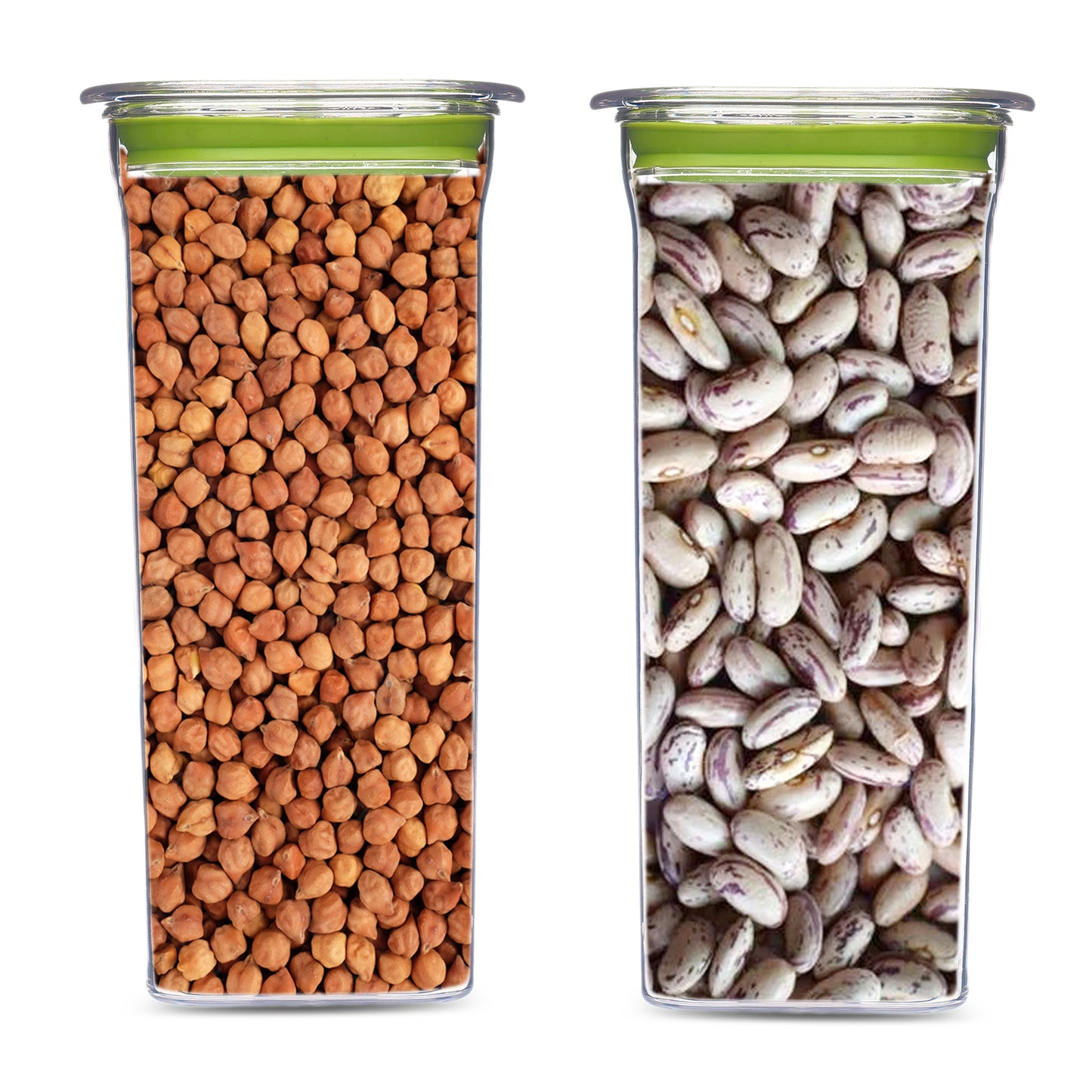 Fabio Airtight Transparent Plastic Storage Container Square Green 1500ML - Homeproindia.com