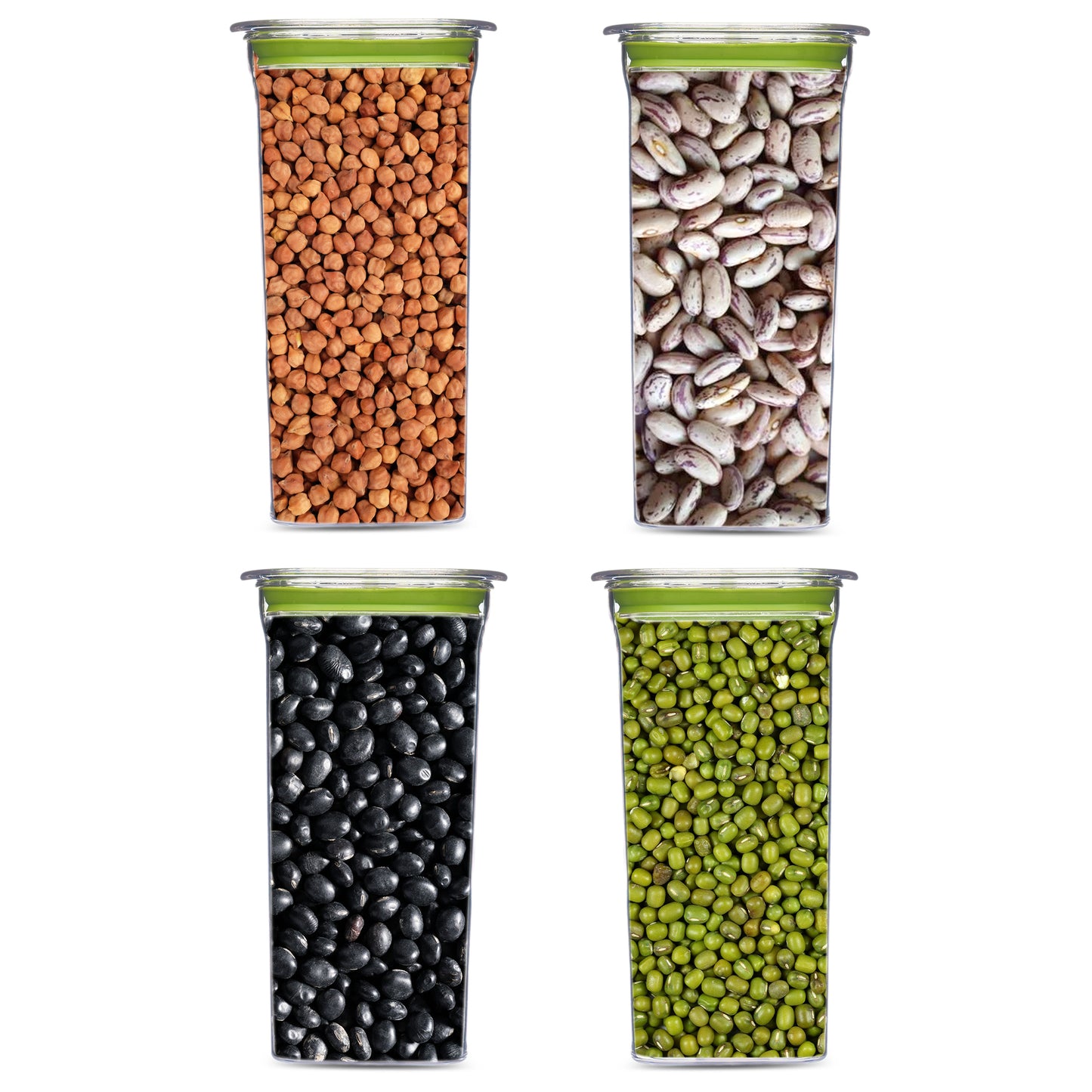 Fabio Airtight Transparent Plastic Storage Container Square Green 1500ML - Homeproindia.com