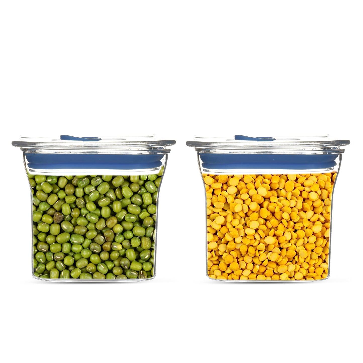 Fabio Airtight Transparent Plastic Storage Container Square Blue 600ML - Homeproindia.com