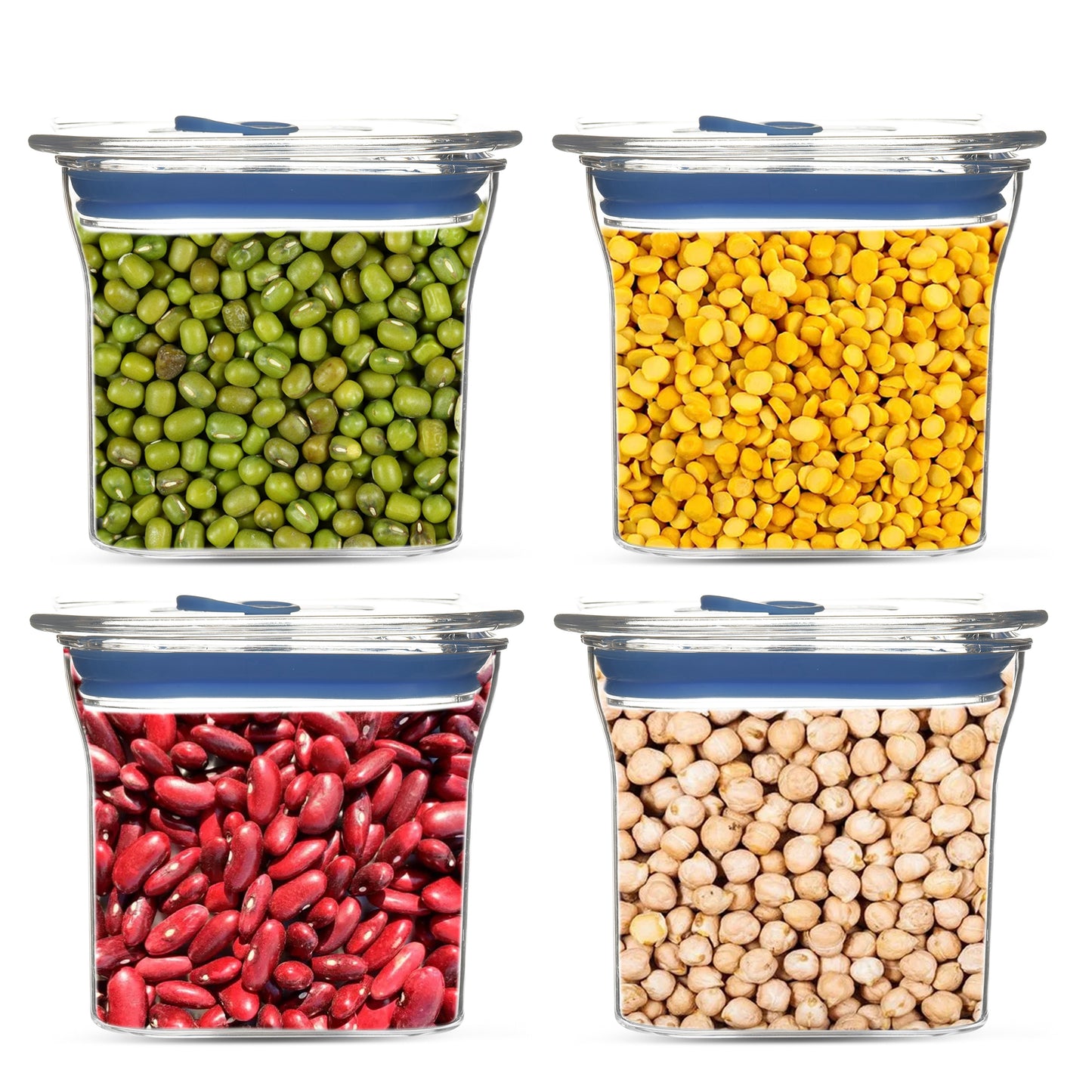 Fabio Airtight Transparent Plastic Storage Container Square Blue 600ML - Homeproindia.com