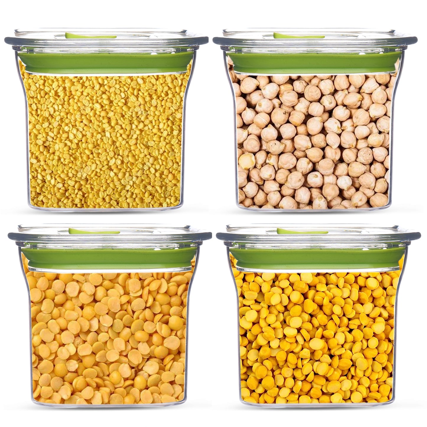 Fabio Airtight Transparent Plastic Storage Container Square Green 600ML - Homeproindia.com