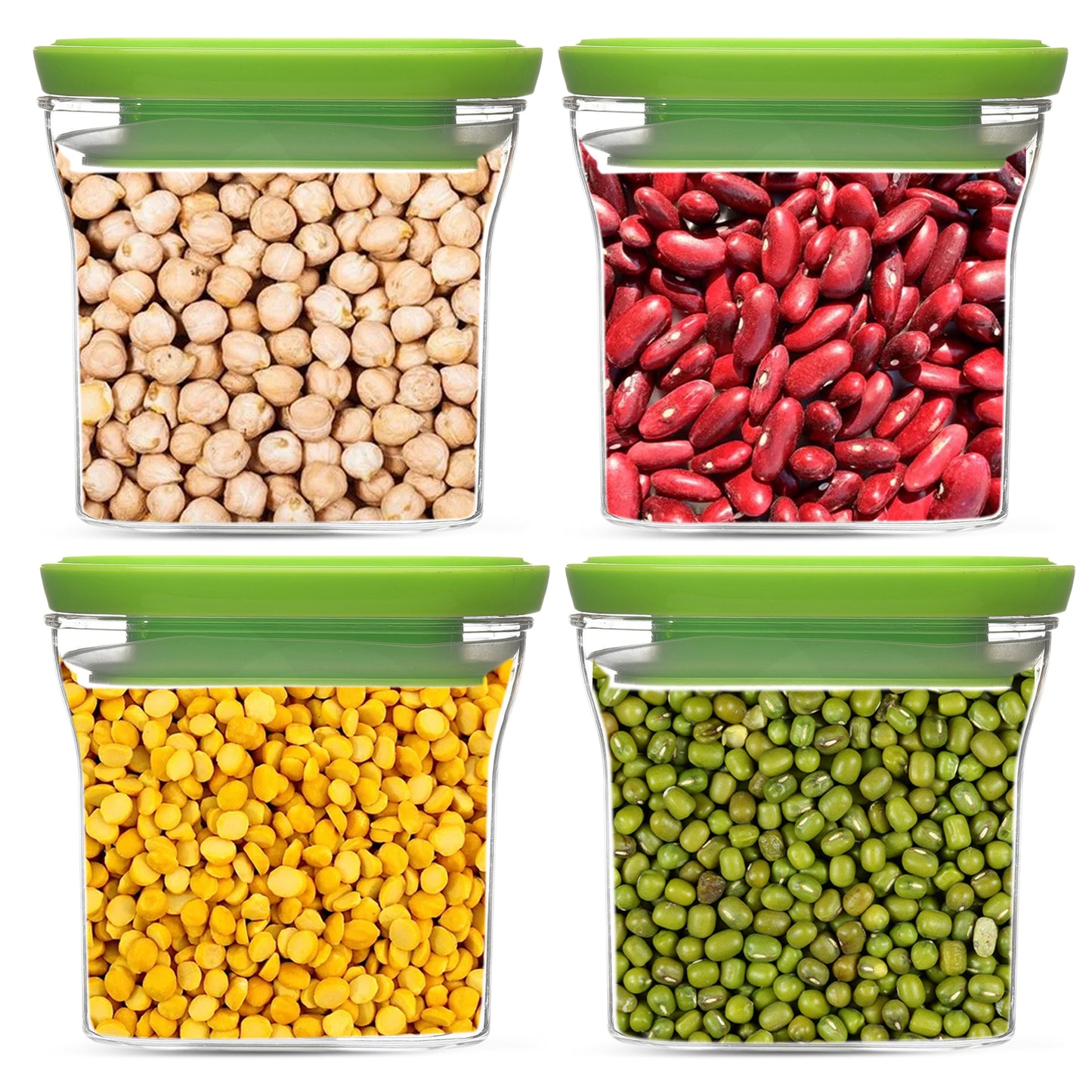 Kitkat Airtight Transparent Plastic Storage Container Square Green 600ML - Homeproindia.com