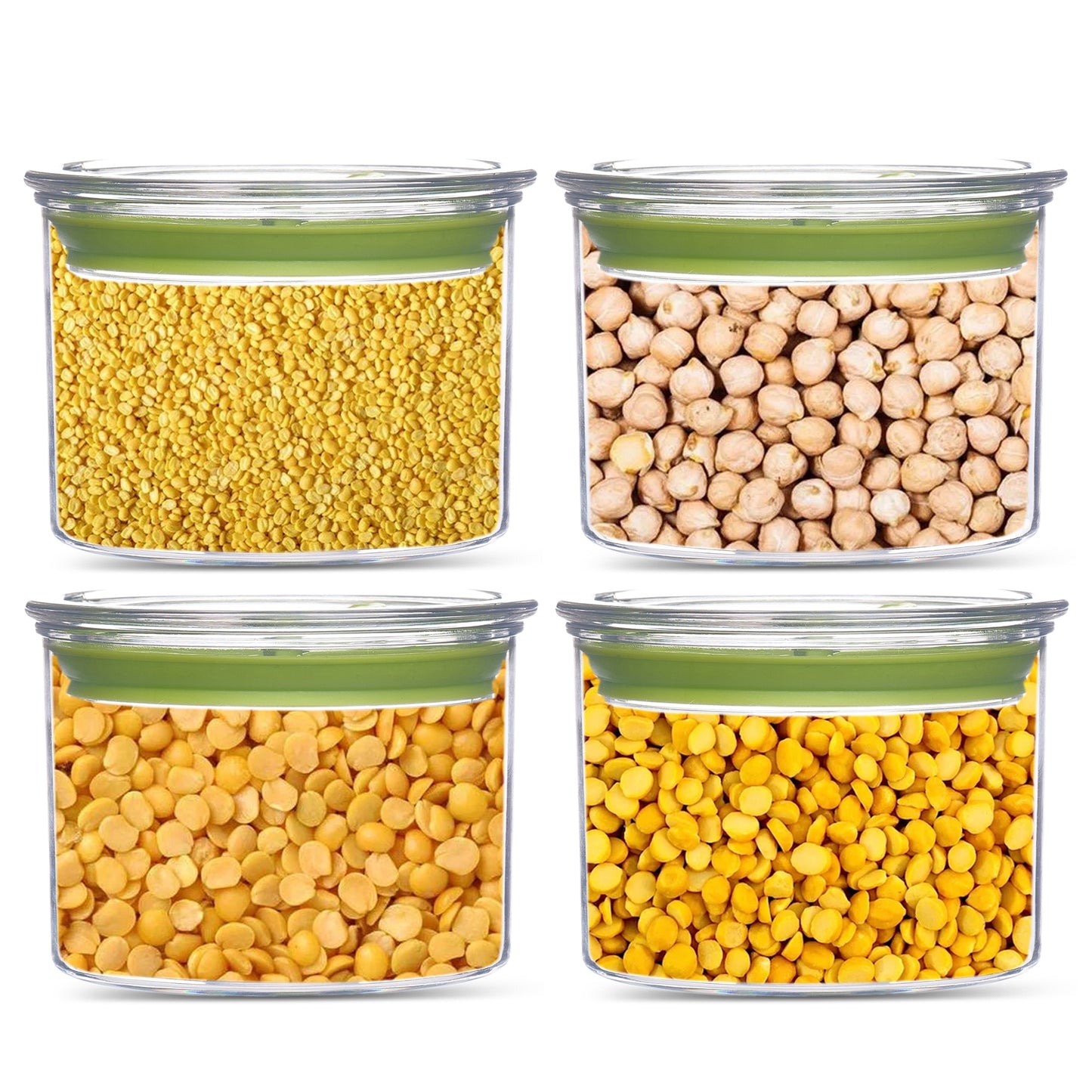 Orio Airtight Transparent Plastic Storage Container Square Green 500ML - Homeproindia.com