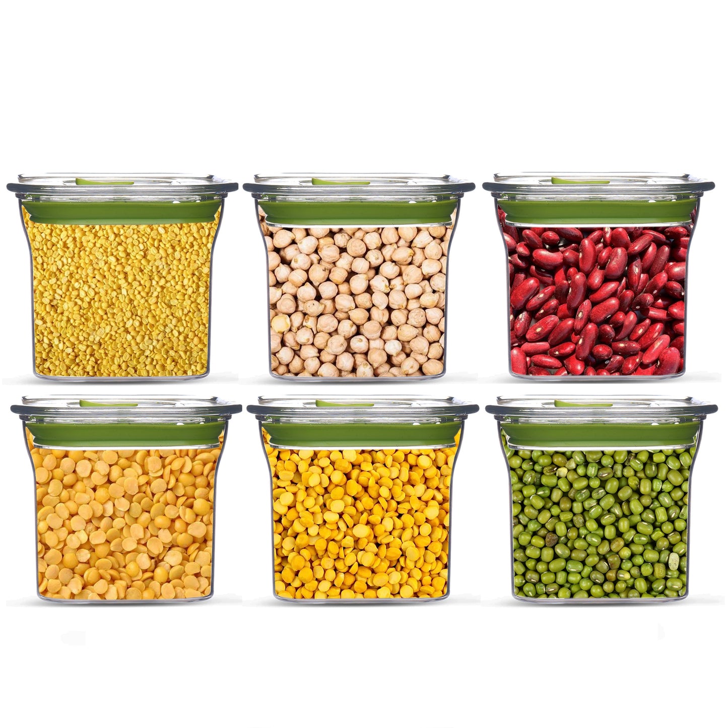 Fabio Airtight Transparent Plastic Storage Container Square Green 600ML - Homeproindia.com