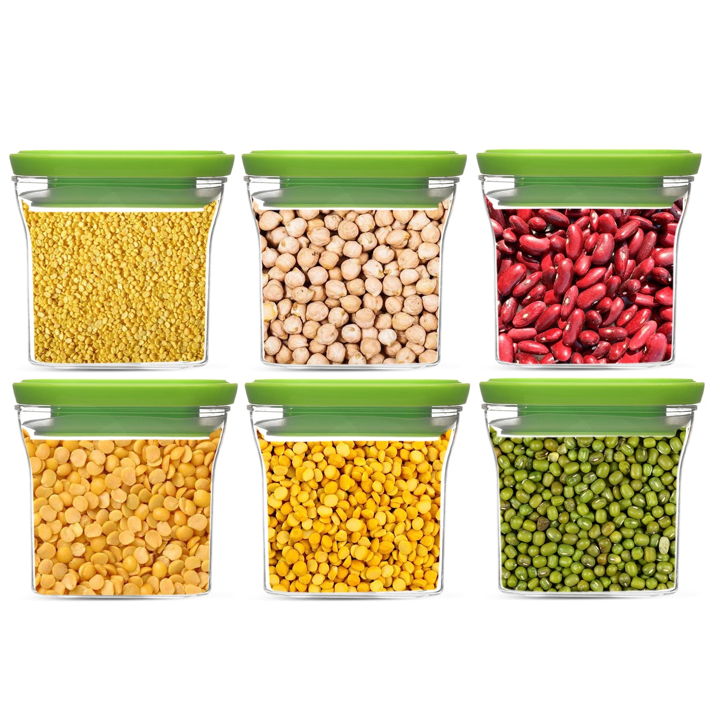 Kitkat Airtight Transparent Plastic Storage Container Square Green 600ML - Homeproindia.com