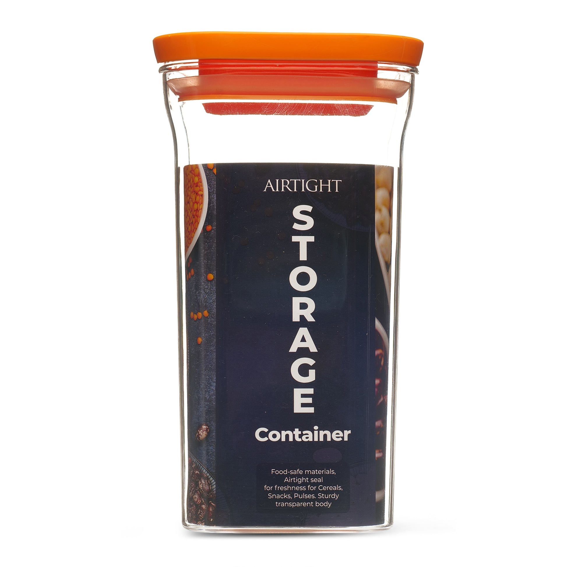 Xecellent  Airtight Transparent Plastic Storage Container Orange 900ML - Homeproindia.com